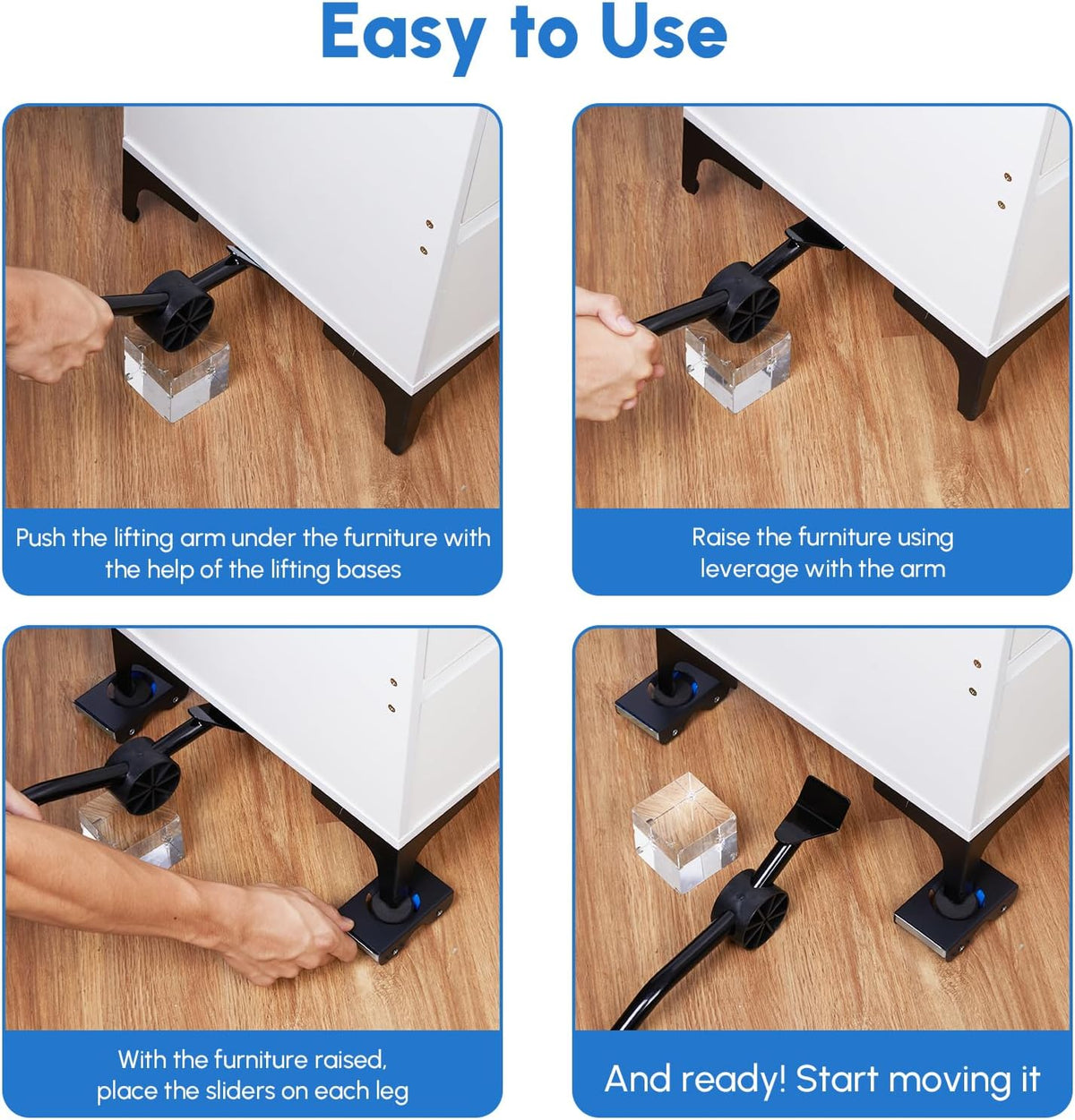 Furniture Sliders, Furniture Movers with Wheels 700LBS- 4 Metal Slider with Anti-Slip Pad（4 Brakes