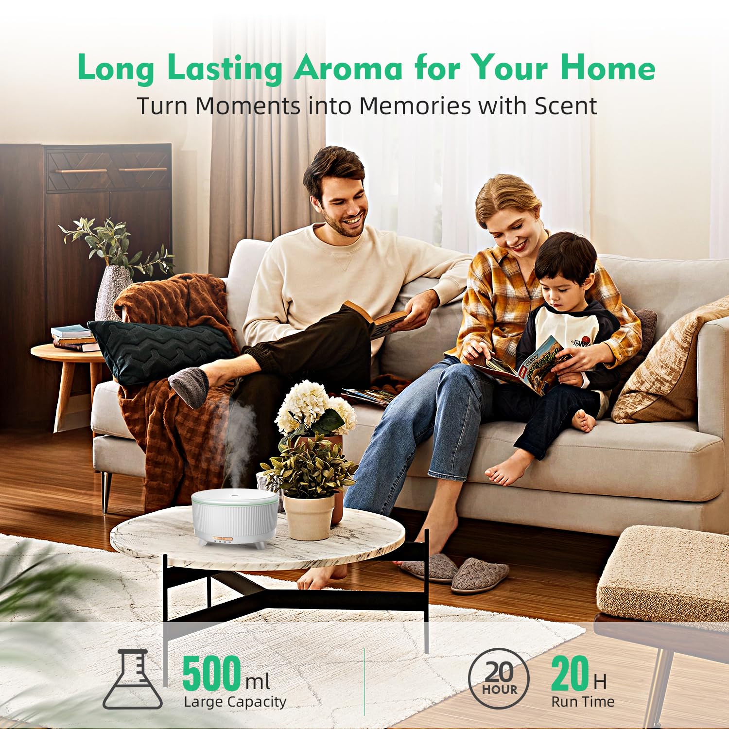 YOUENKITY 20-Hour Long-Lasting Aromatherapy, 500ML Essential Oil Diffuser – view 5