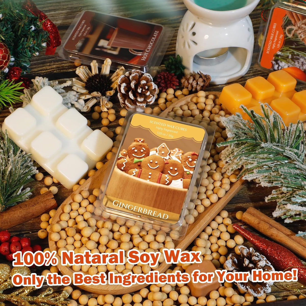 SCENTORINI Christmas Wax Melts, Wax Cubes Strong Scent 12 Pack, Scented Wax Melts, Long Lasting Soy