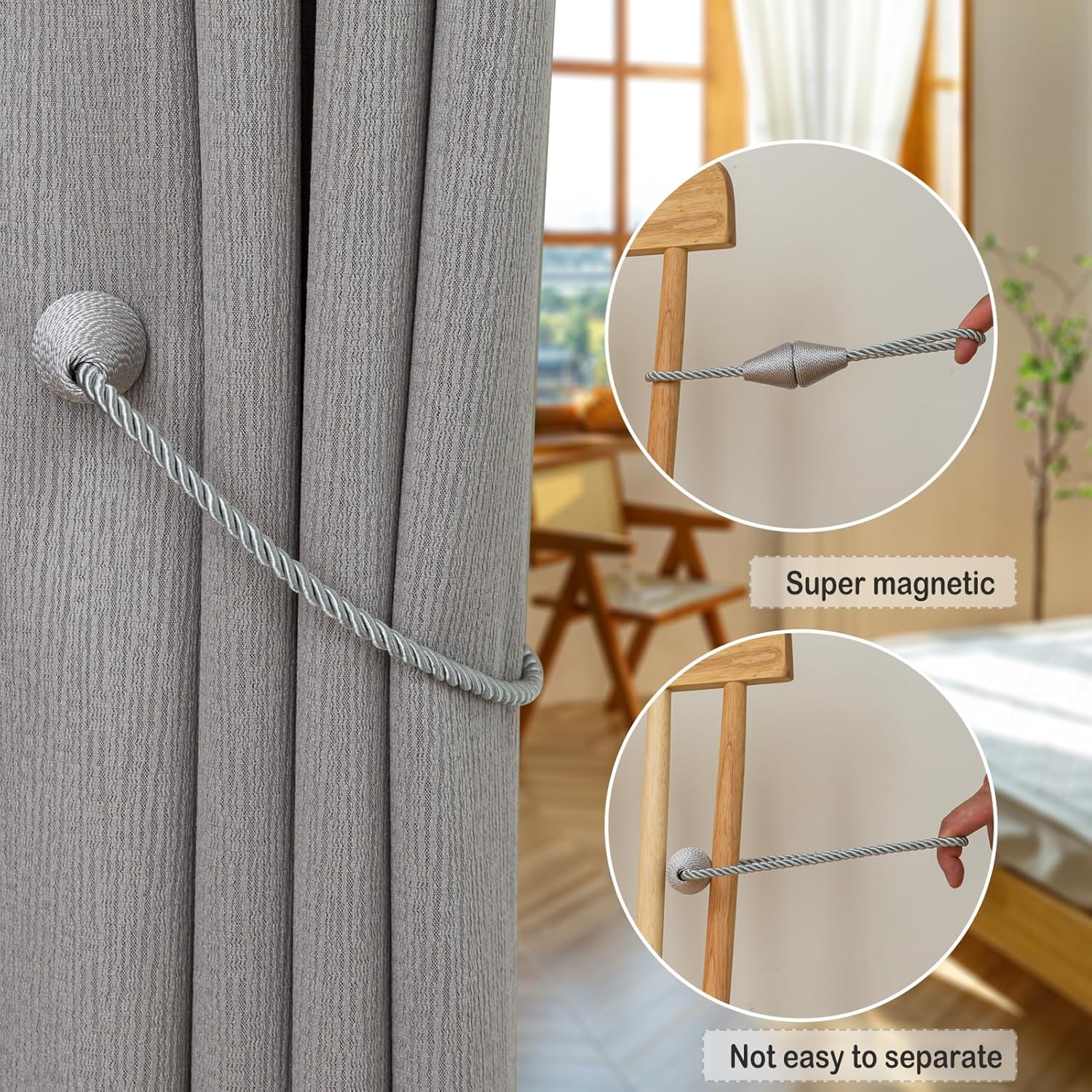 Magnetic Curtain Tiebacks 6 Pack Outdoor Rope Curtain Tie Backs Decorative Window Treatment