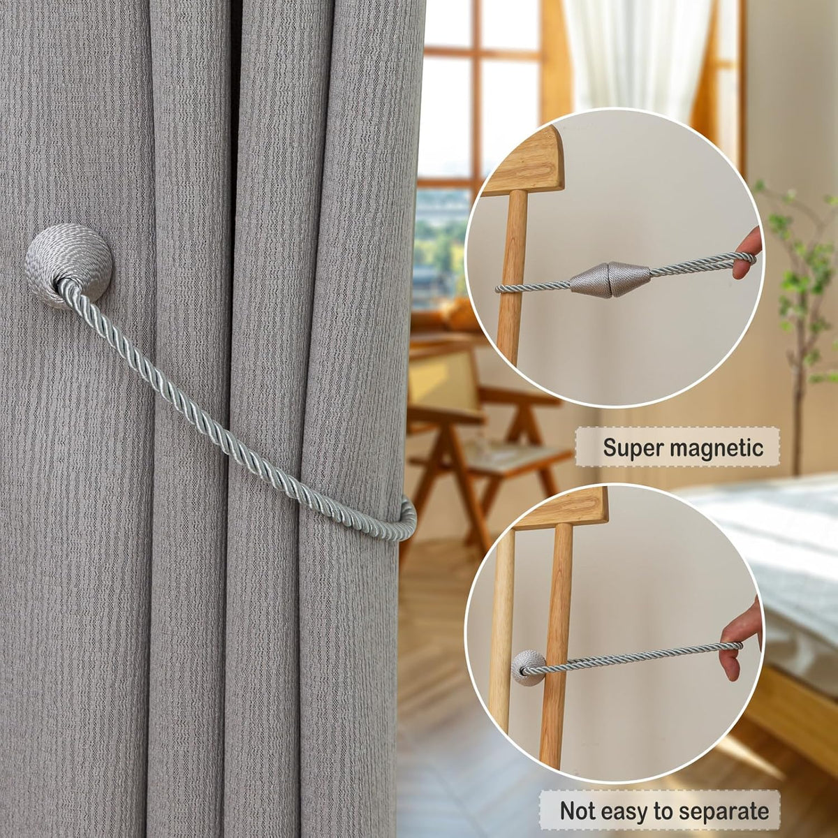 Magnetic Curtain Tiebacks 8 Pack Outdoor Rope Curtain Tie Backs Decorative Window Treatment