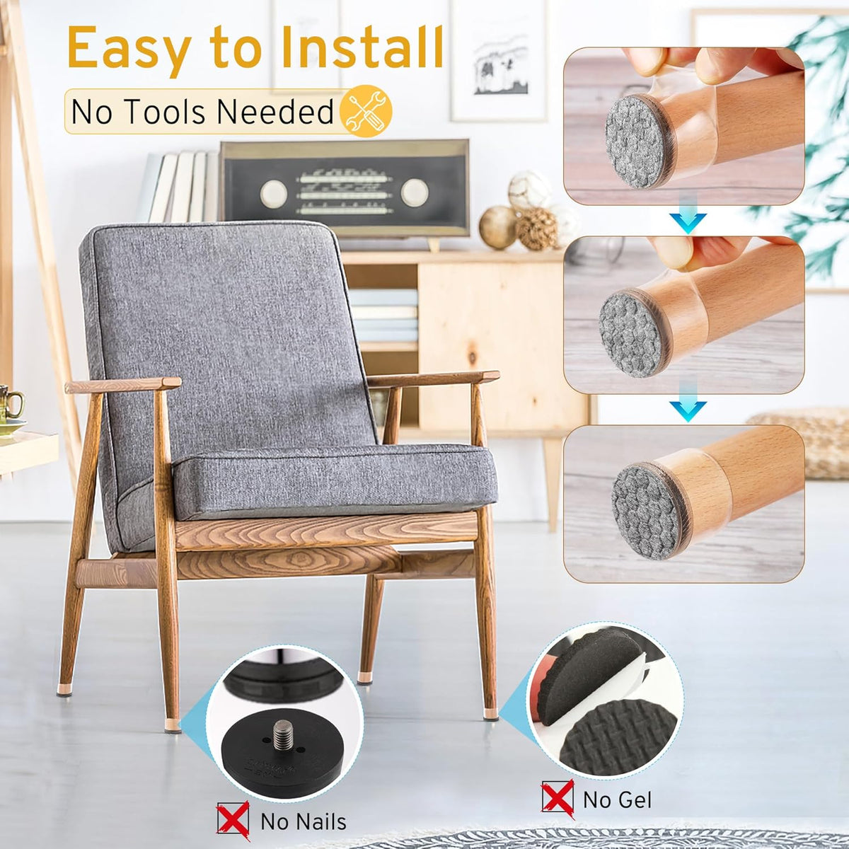 24PCS Round Chair Leg Floor Protectors, Furniture Sliders, Chair Leg Protectors for Hardwood