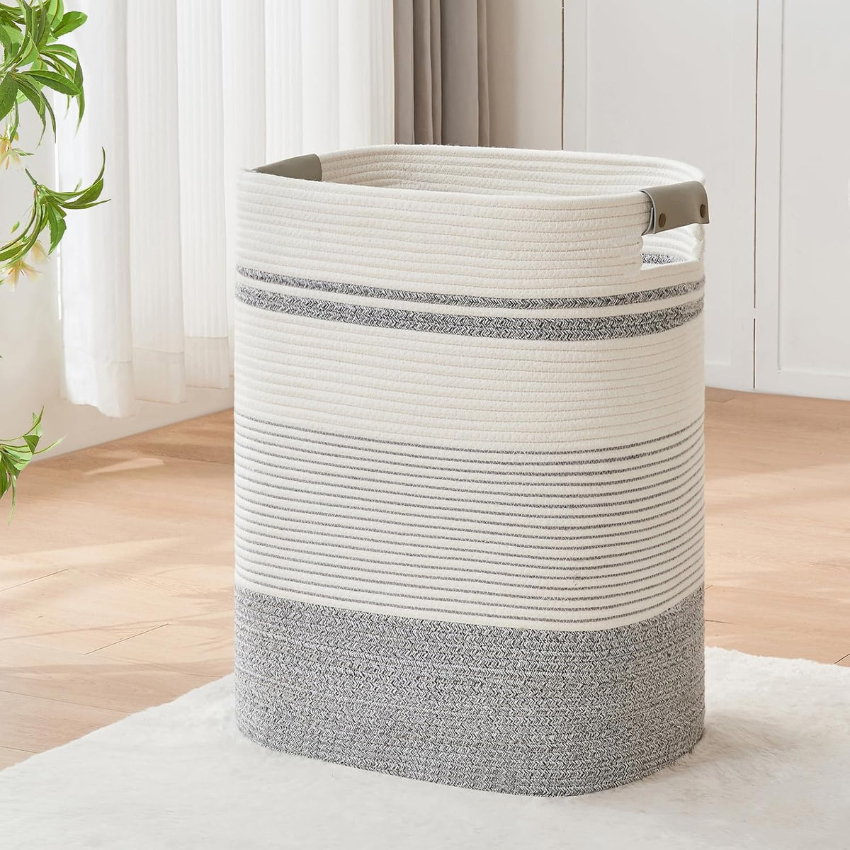 Laundry Basket with Handles - Blanket Basket & Hampers for Bedroom Aesthetic, Laundry Hamper &
