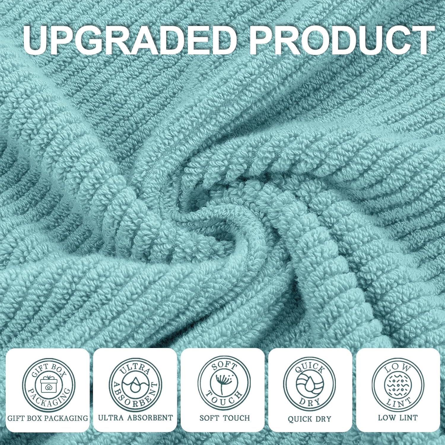Luxury Bath Towels, 4PC Large 30" x 56" - 100% Cotton | Quick Dry | Hotel Quality | Thick | Soft |