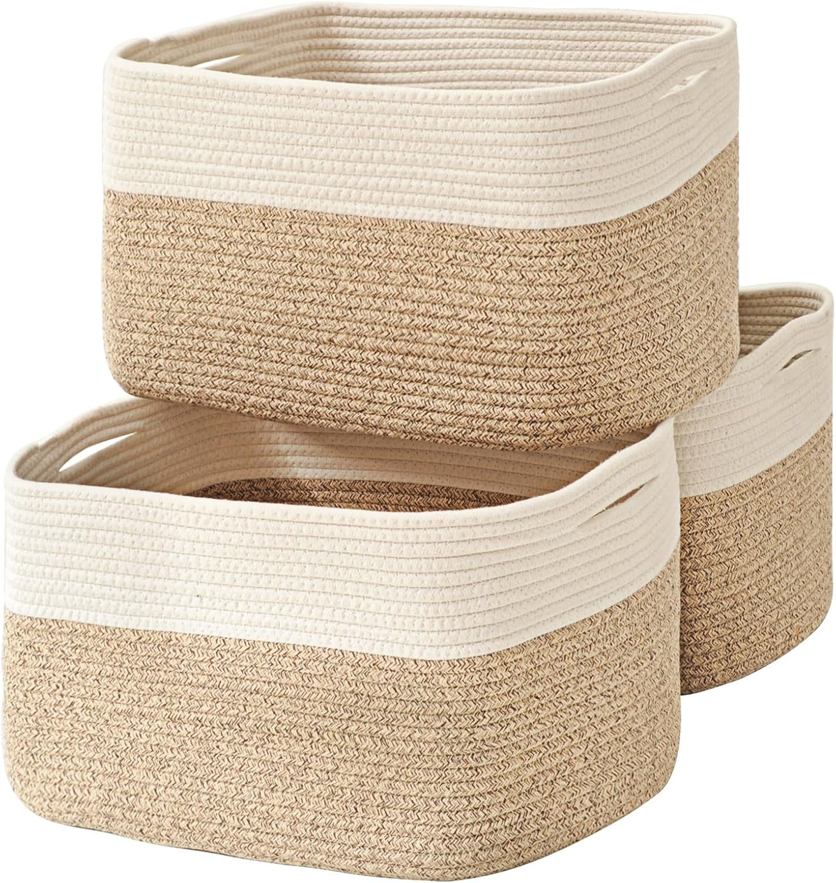 Large Storage Baskets for Organizing Shelves, Woven Cotton Rope Bins for Baby Nursery Organization