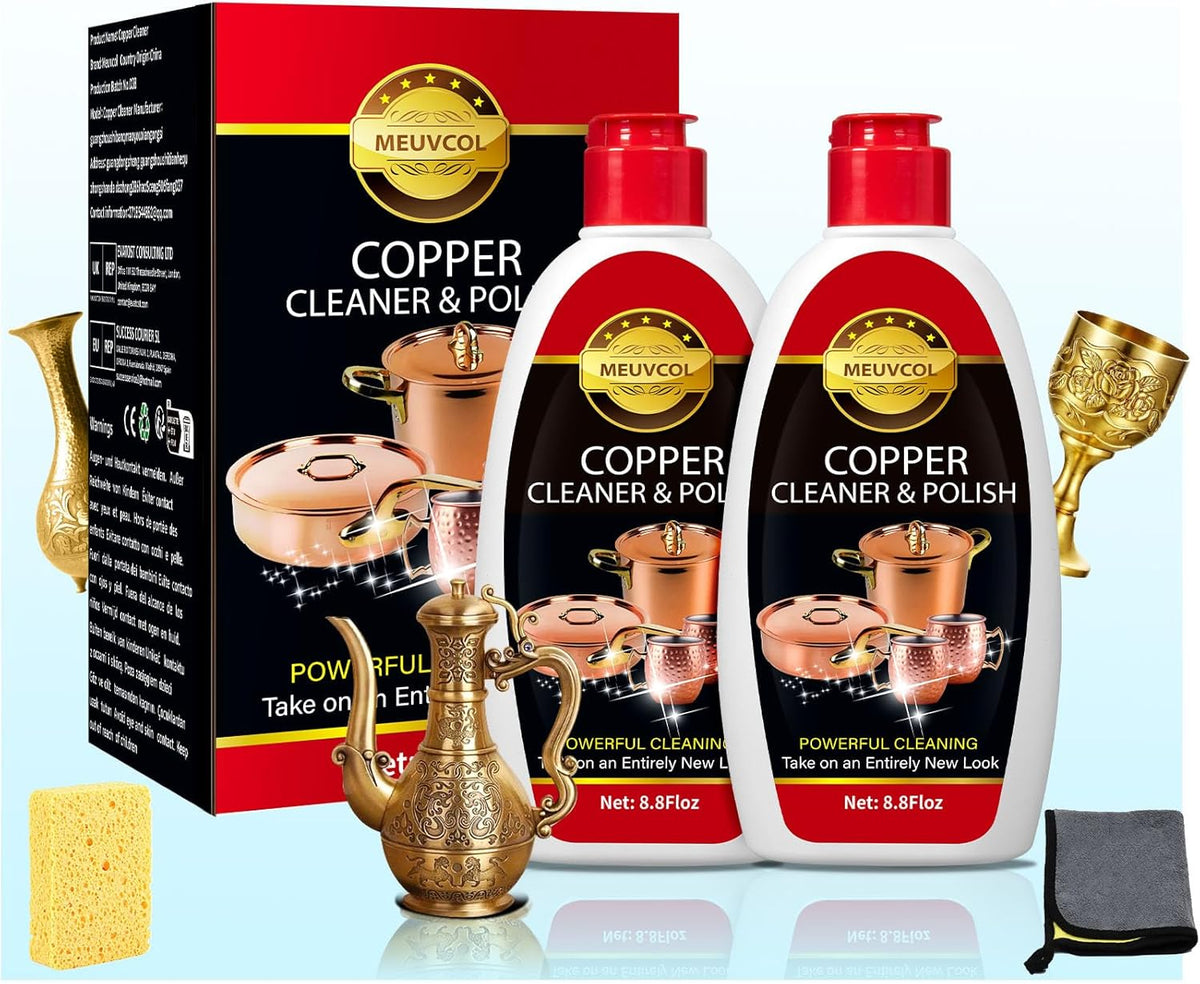 Copper & Brass Cleaner and Polish – 17.6 Oz Gentle Copper Polishing Cream for Pots, Pans, Sinks