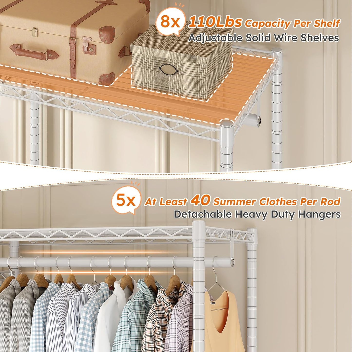 Raybee Clothes Rack,Clothing Racks for Hanging Clothes Heavy Duty,Adjustable Garment Rack with