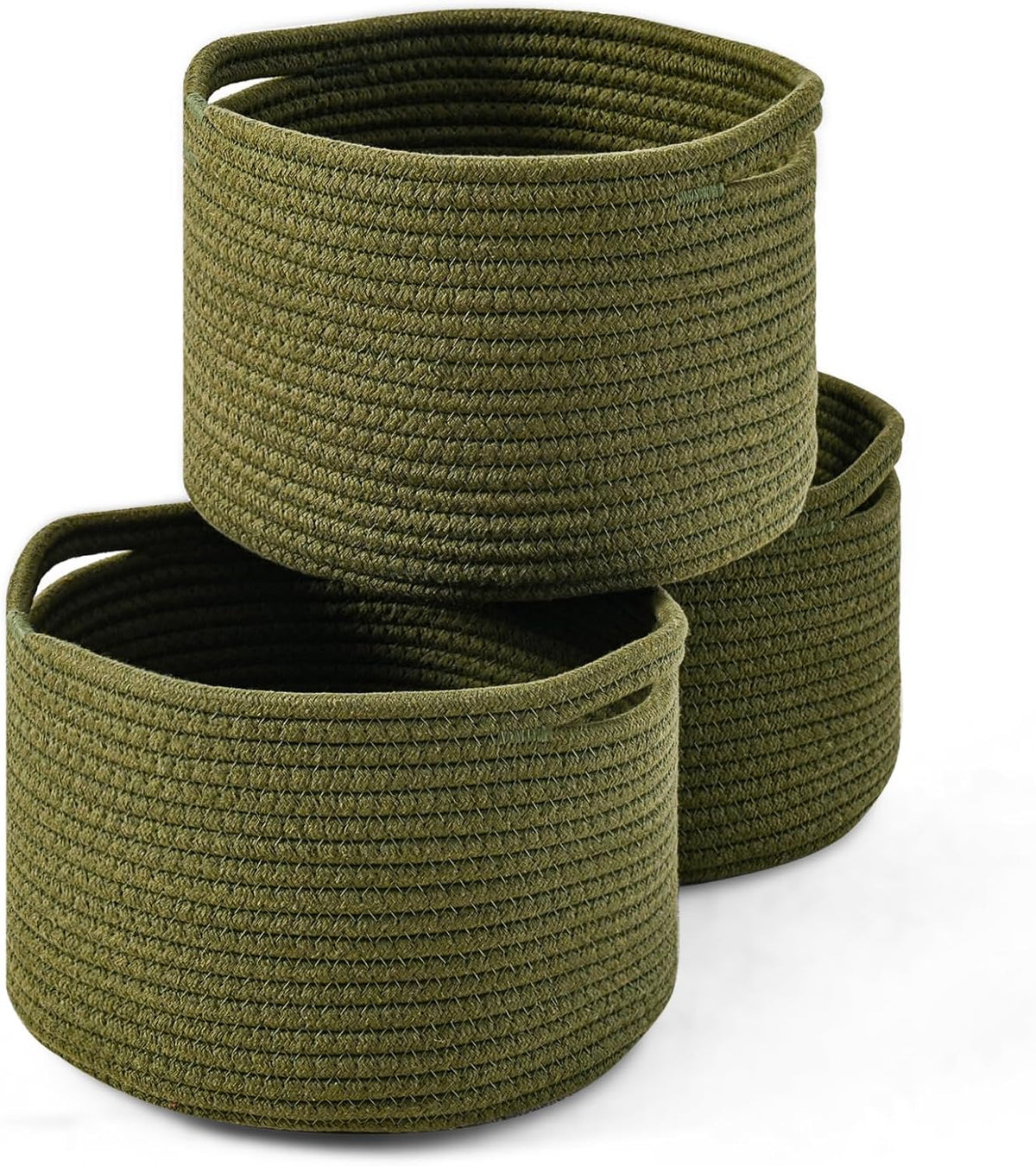 Small Storage Baskets for Organizing, Organizer Baskets for Shelves, Green Woven Basket for Storage