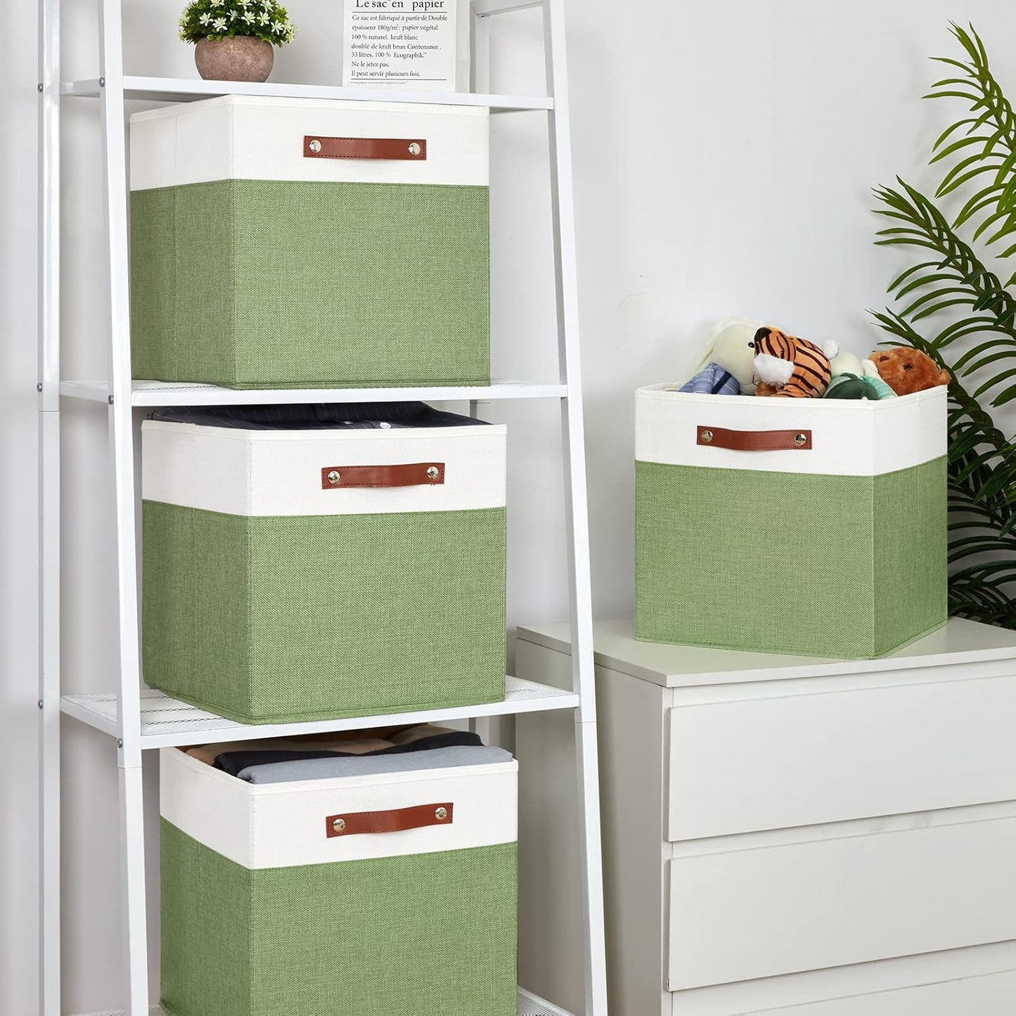 Temary 13 Inch Cube Storage Bin 4 Pack Fabric Storage Cubes Fabric Storage Bin for Shelf, Cube