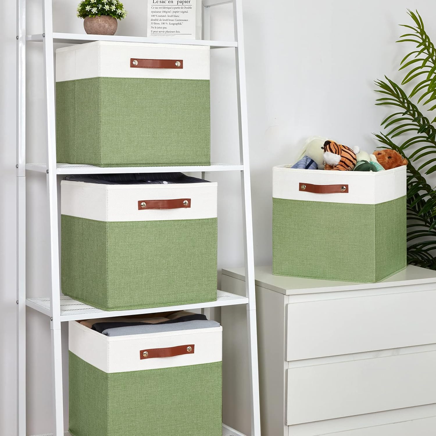 Temary 13 Inch Cube Storage Bin 4 Pack Fabric Storage Cubes Fabric Storage Bin for Shelf, Cube