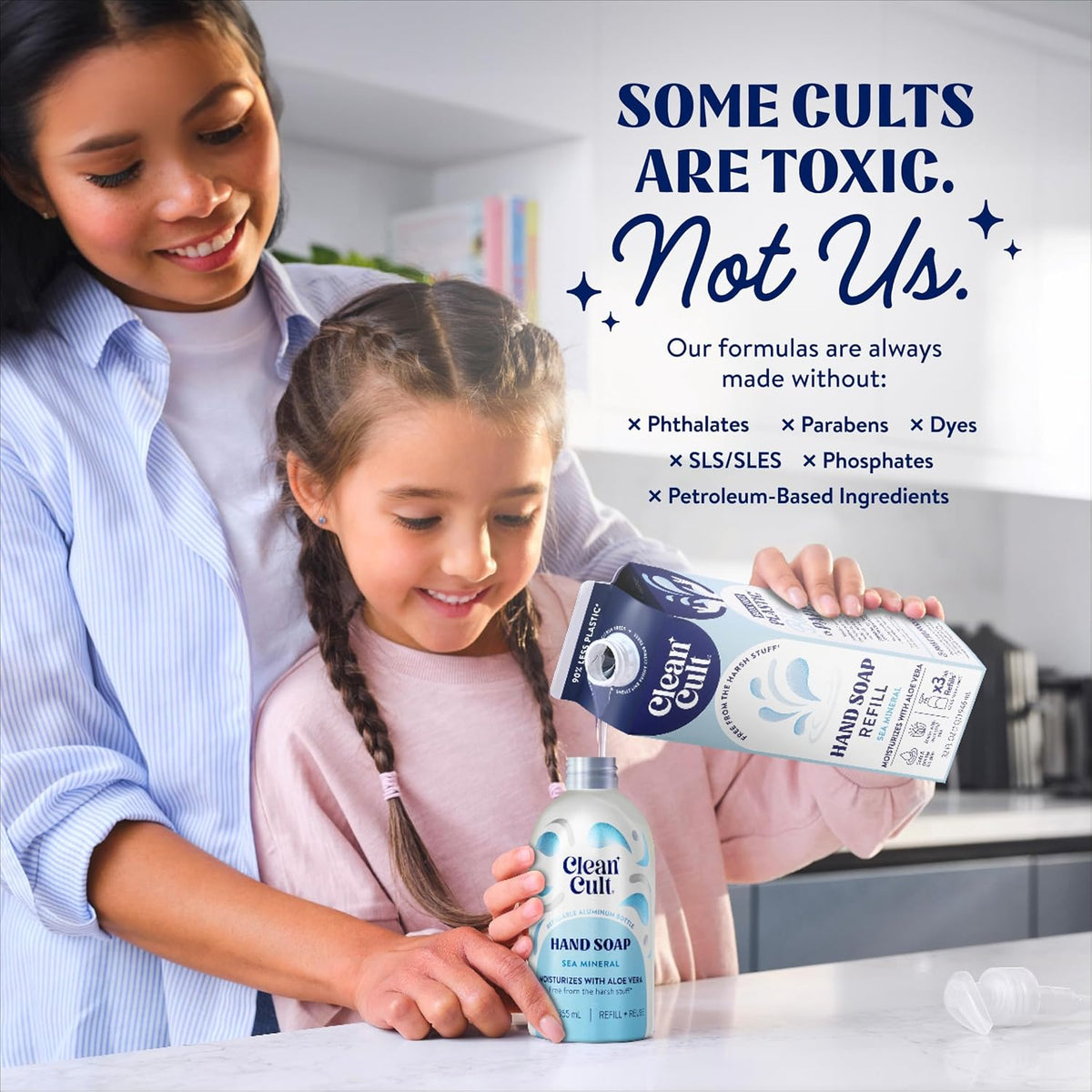 Cleancult - Liquid Hand Soap Refills - Sea Minerals - Gentle On Sensitive Skin - Made with Aloe