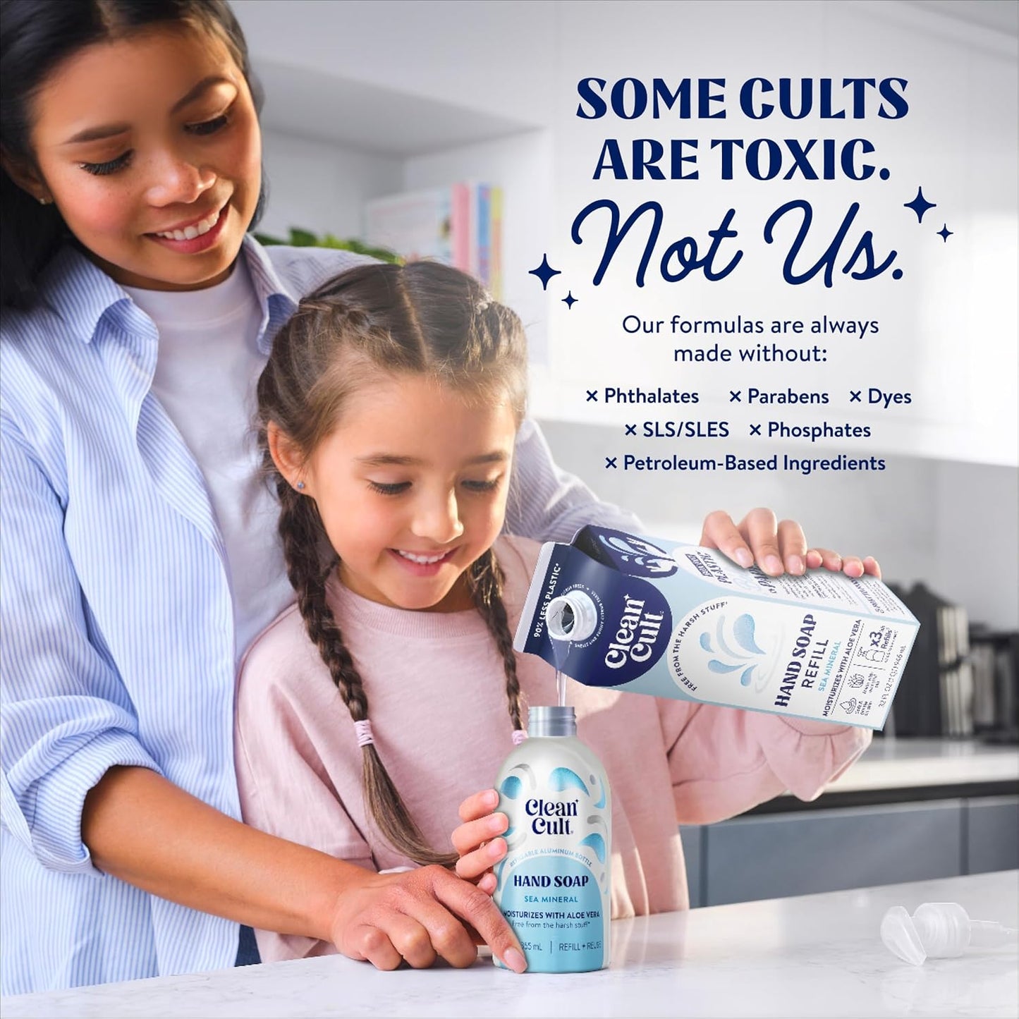 Cleancult Liquid Hand Soap Refill - Sea Minerals - Gentle On Sensitive Skin - Made with Aloe Vera &