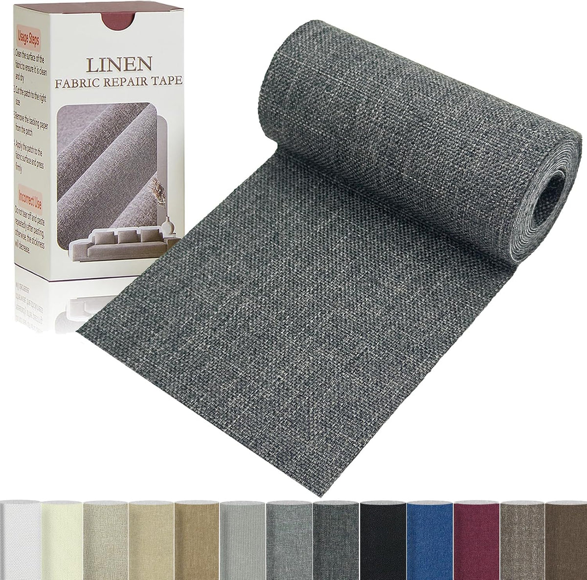 Linen Repair Tape 4x70 Inch Self-Adhesive Couch Patch Repair Fabric Patch for