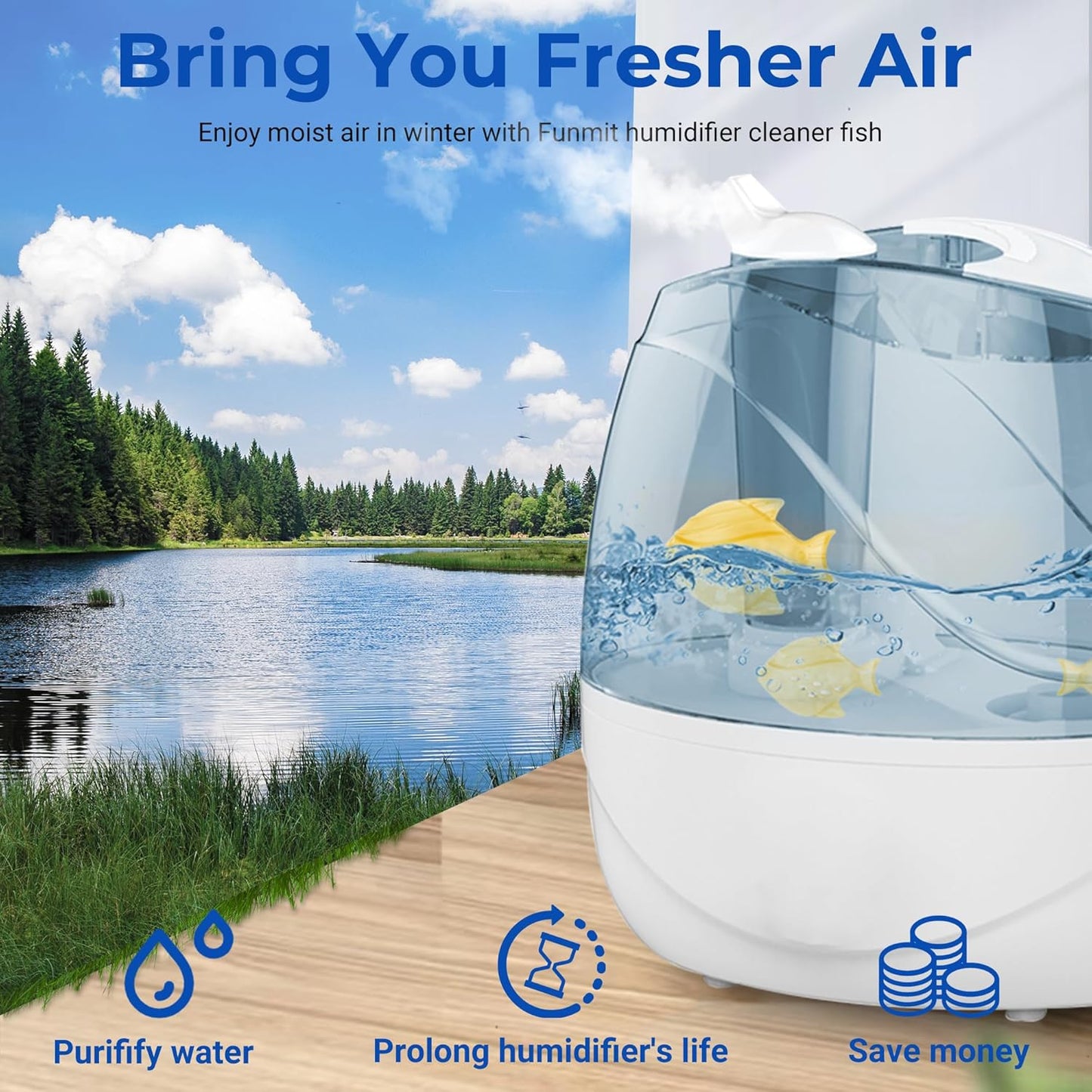 Funmit 6 Pack Universal Humidifier Cleaner Fish Compatible with Almost All Humidifiers and Fish