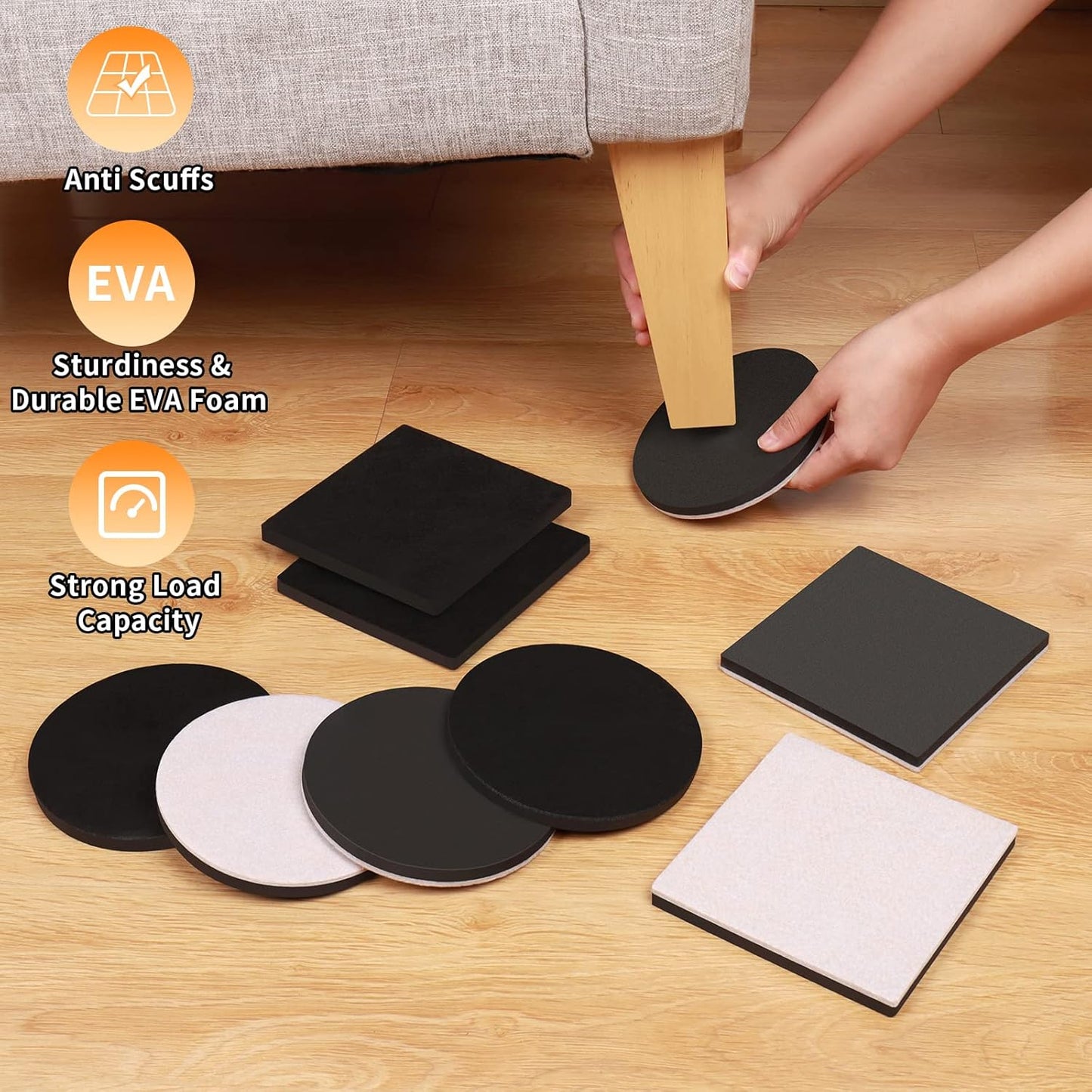 Ezprotekt 5" Round Felt Furniture Movers Sliders for Hardwood Floors, 8 Pcs Reusable Felt Furniture