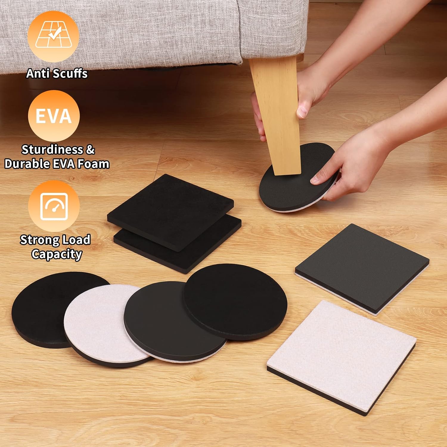 Ezprotekt 5" Round Felt Furniture Movers Sliders for Hardwood Floors, 8 Pcs Reusable Felt Furniture