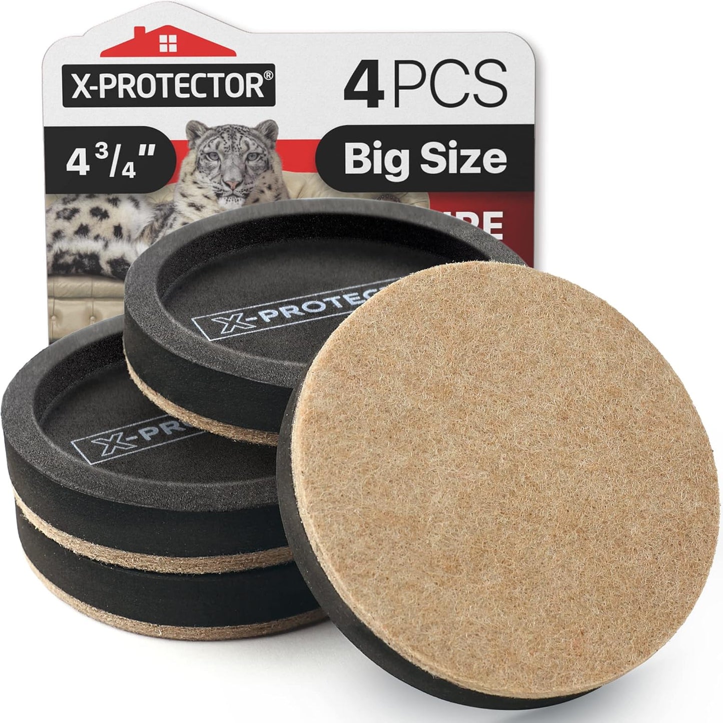 Felt Furniture Sliders for Hardwood Floors X-PROTECTOR 4 PCS 4 3/4” - Furniture Slider with Unique