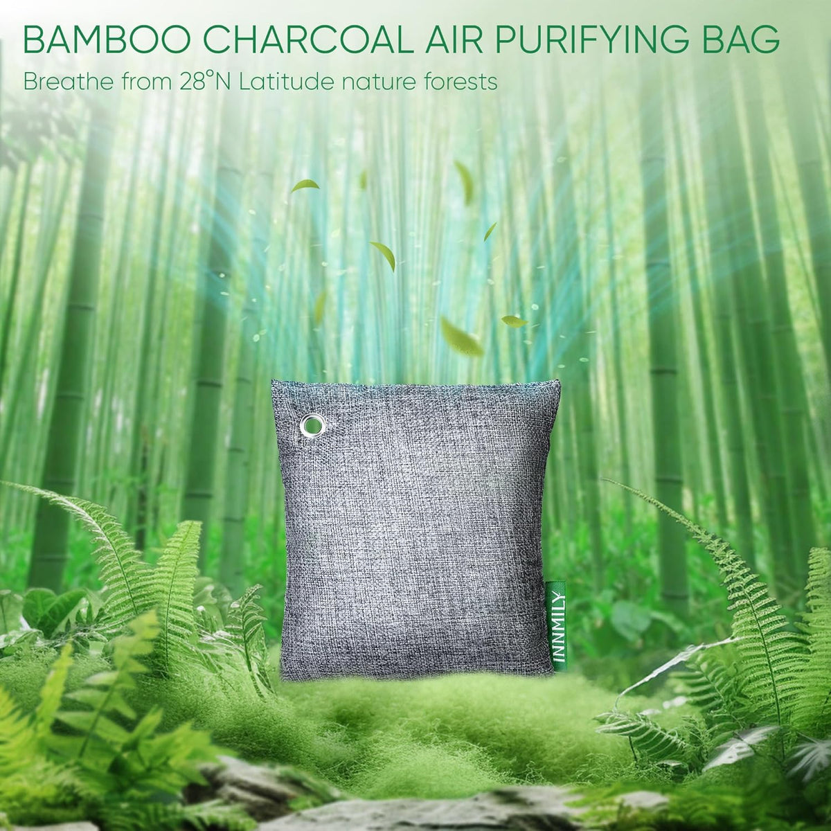 Activated Charcoal Odor Absorber,Large 500g W Hooks Nature Odor Eliminator for Strong Odor,Bamboo