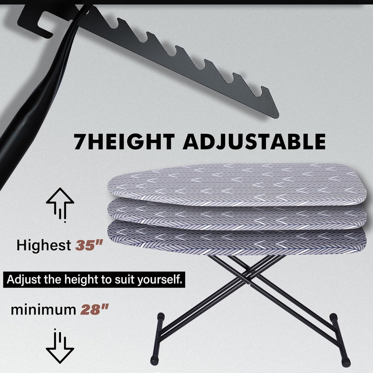 Ironing Board Full Size, Metal Construction Iron Board with Extra Thick Heavy Duty Padded Cover