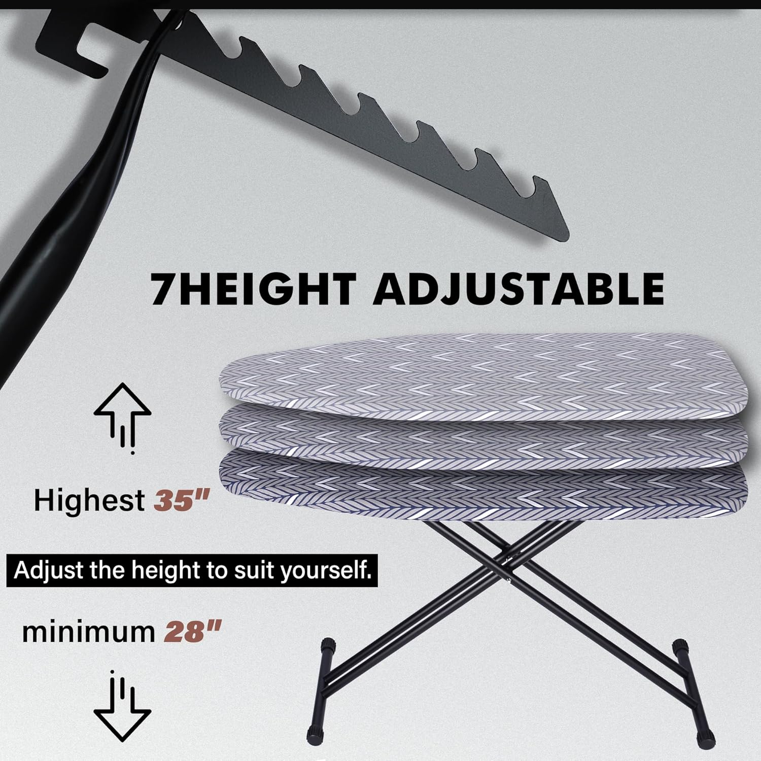 Ironing Board Full Size, Metal Construction Iron Board with Extra Thick Heavy Duty Padded Cover