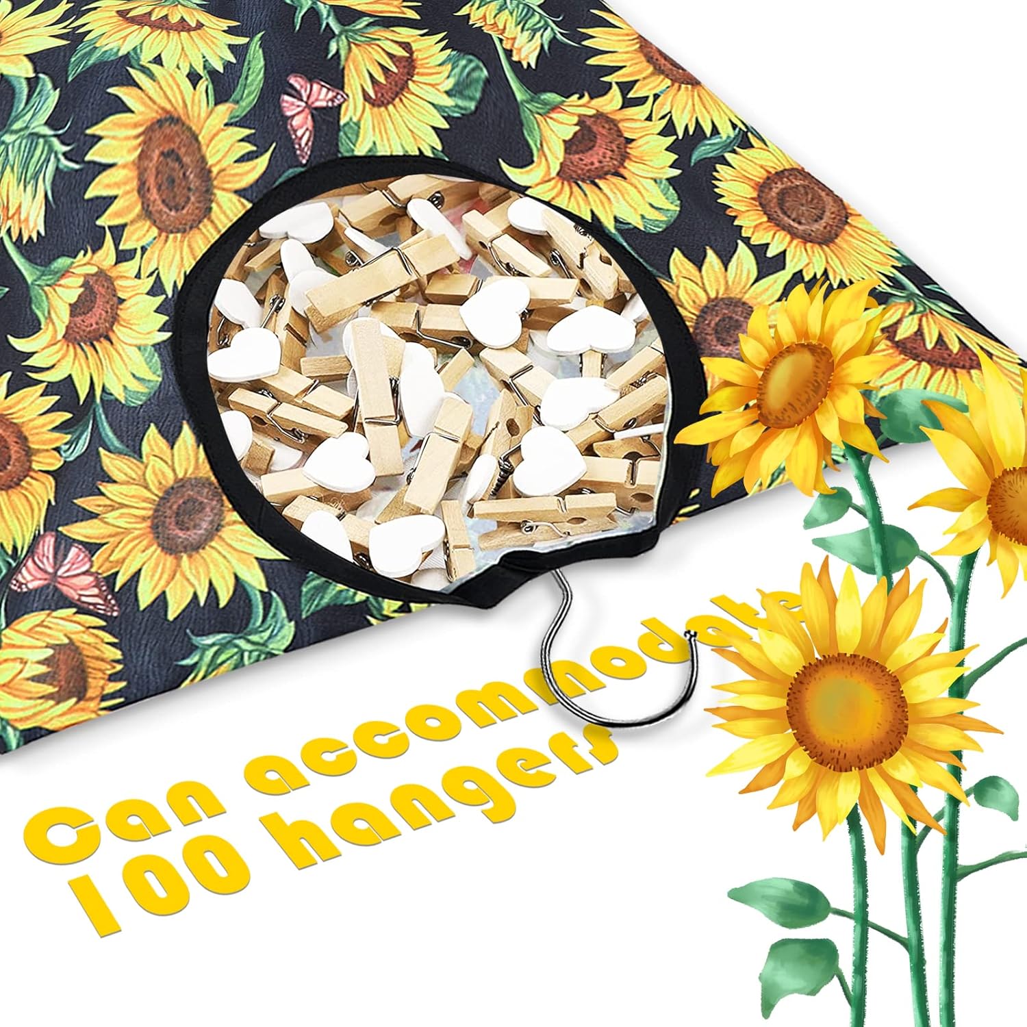2 Pcs Sunflower Clothes Pin Bag Clothespin Bag Holder Clothespin Holder 15 X 11 Inch Clothes Pin