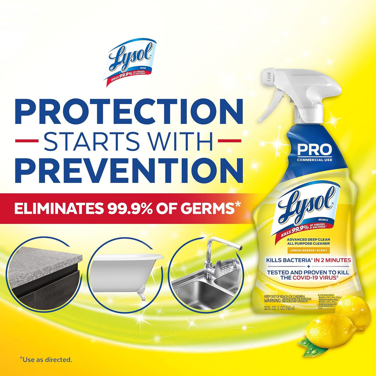 Lysol Pro All-Purpose Cleaner, Advanced Deep Cleaning Sanitizing and Disinfecting Spray, For