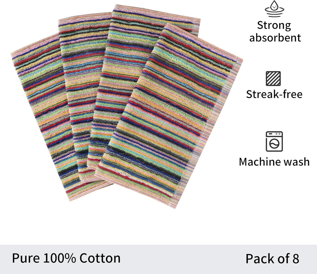 Oeleky Kitchen Dishcloths for Washing Dishes, Ultra Absorbent Dish Rags, Cotton Cleaning Cloths