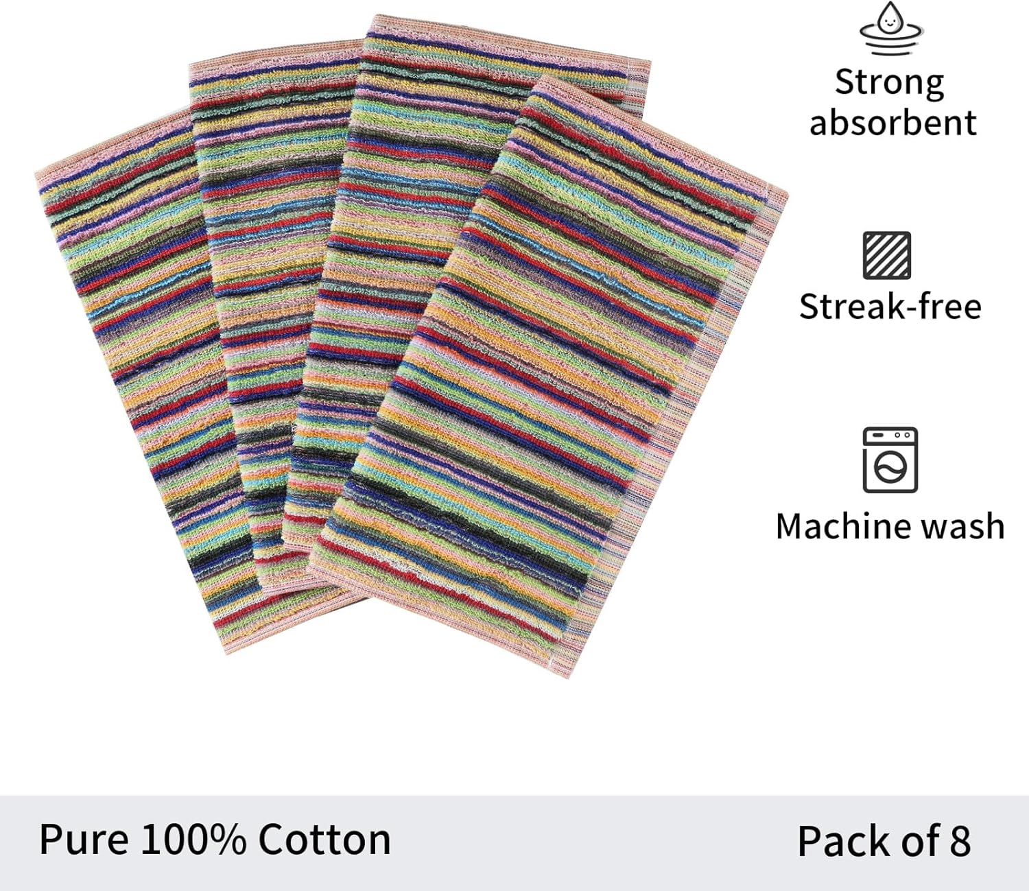 Oeleky Kitchen Dishcloths for Washing Dishes, Ultra Absorbent Dish Rags, Cotton Cleaning Cloths