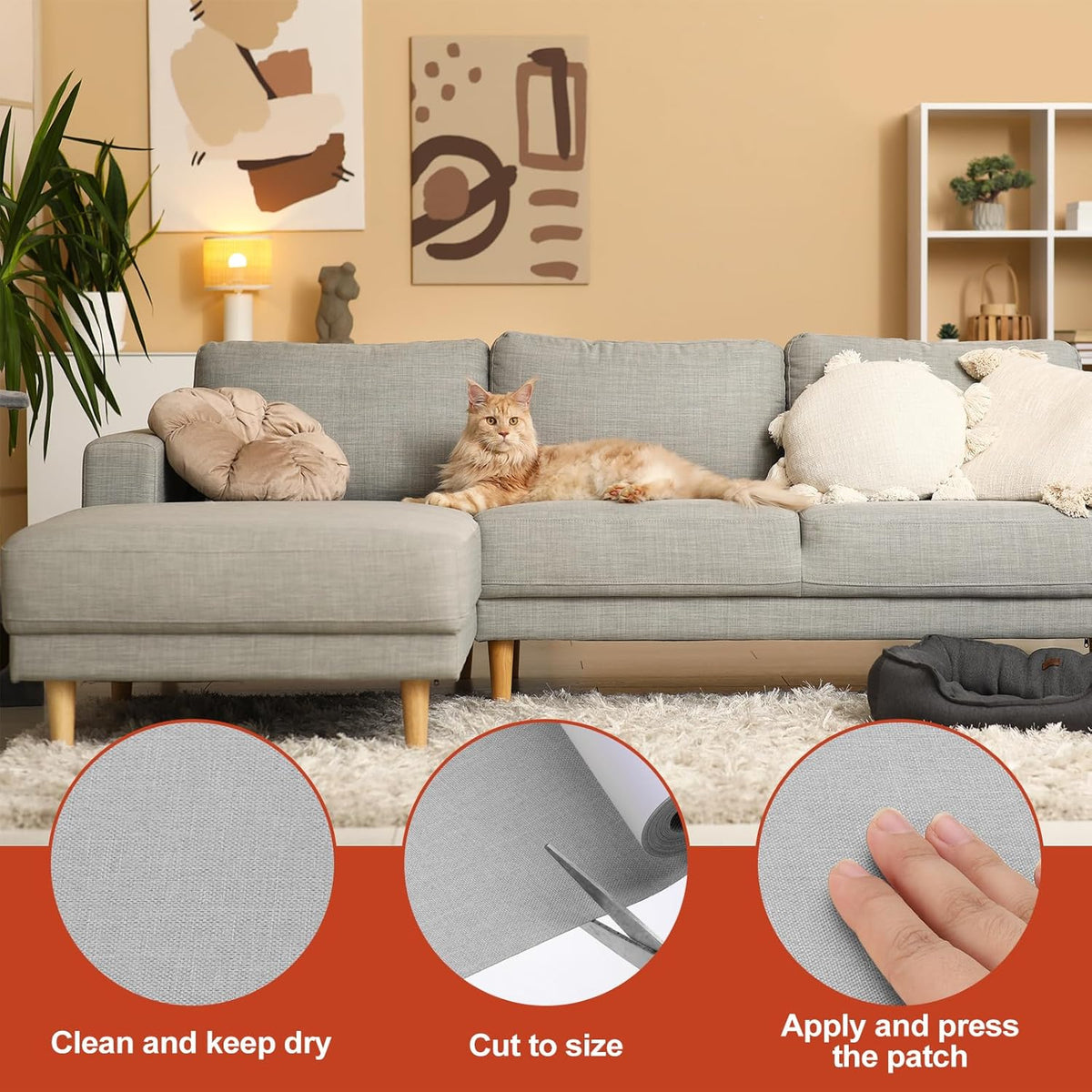 PATIKIL 70x4.4 Inch Linen Repair Tape, Repair Fabric Patch Self Adhesive Couch Patch Line Repair
