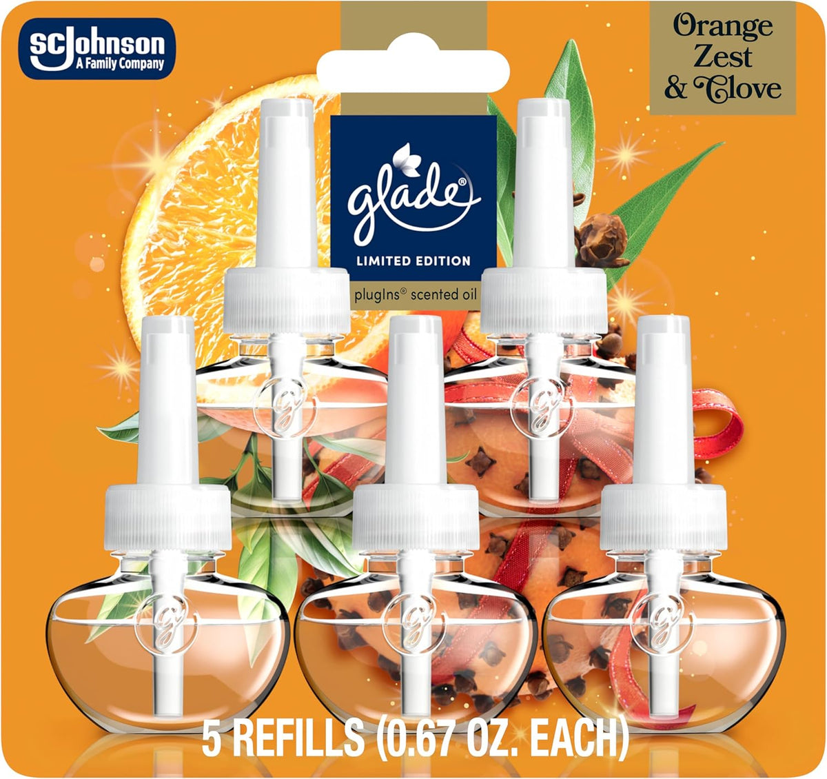 Glade PlugIns Refills Air Freshener, Orange Zest & Clove, Scented and Essential Oils for Home and
