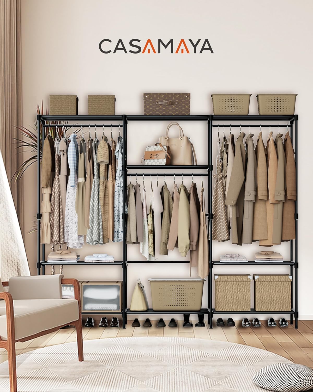 Clothes Rack, Portable Closet, 81.1 Inch Large Capacity Wardrobe Closet, Clothes Storage Organizer