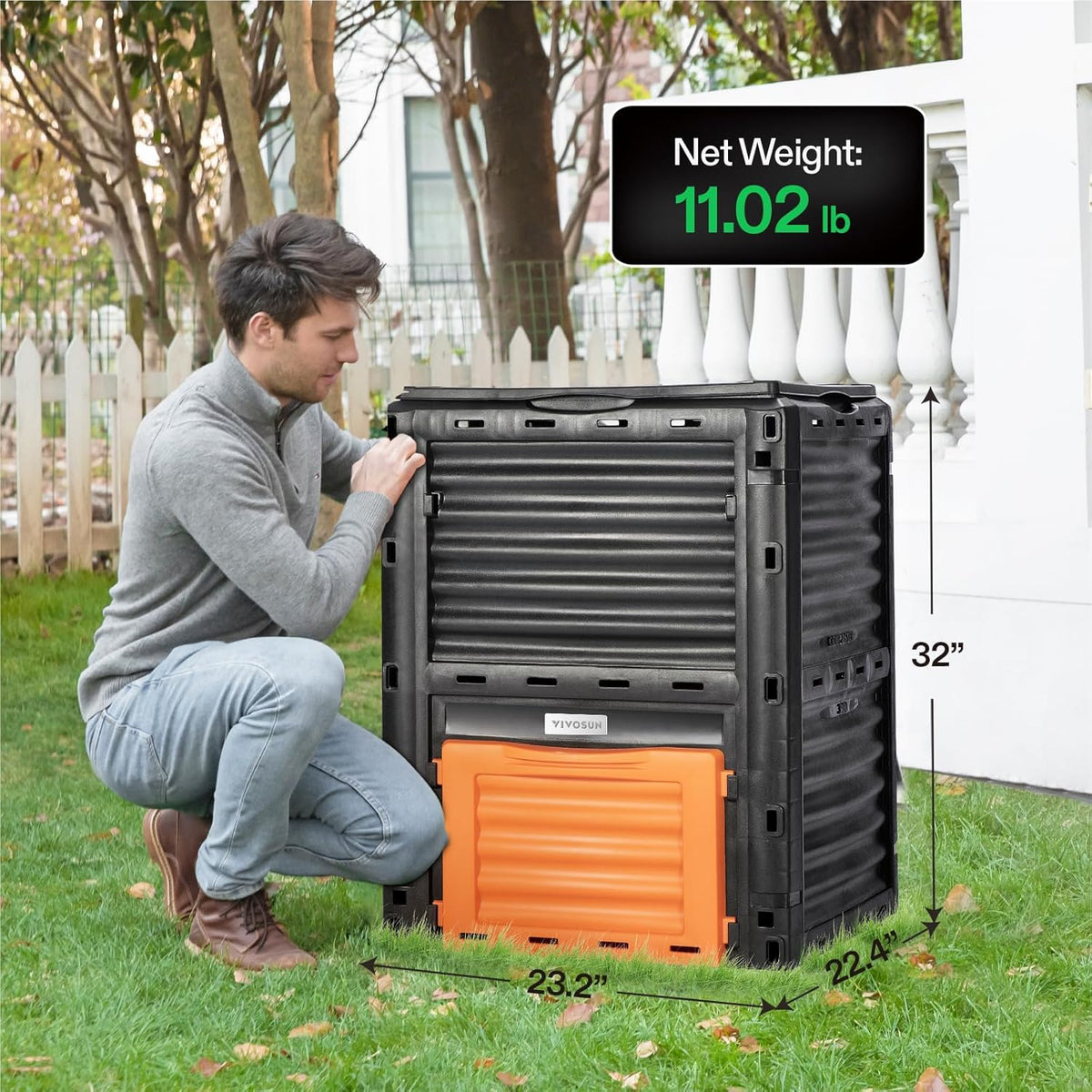 VIVOSUN Compost Bin 80Gallon (300L), Outdoor Composter W/Large Capacity & Easy Assembling, Compost