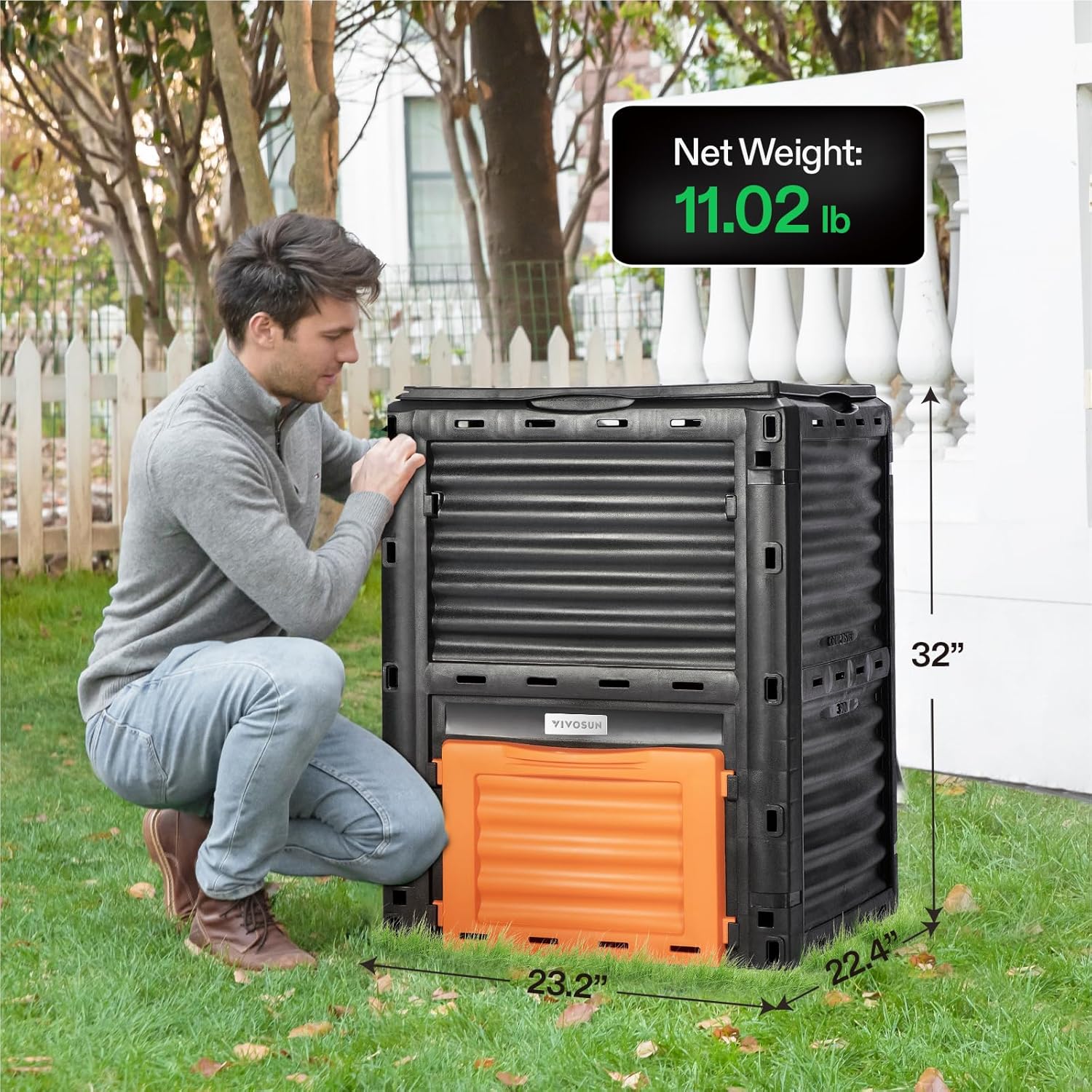 VIVOSUN Compost Bin 80Gallon (300L), Outdoor Composter W/Large Capacity & Easy Assembling, Compost