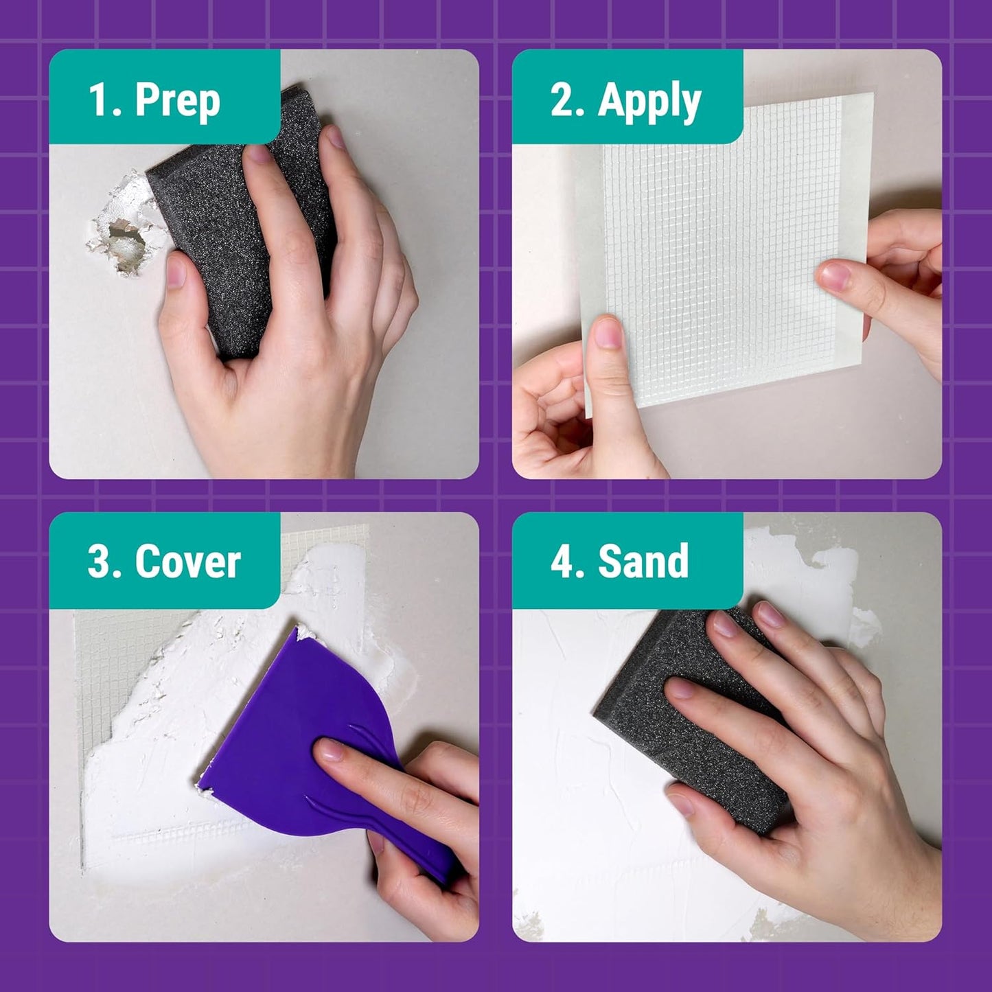 StrongPatch® 4 in. x 4 in. Flexible Self-Adhesive Wall Repair Patch (3-Pack) – Versatile