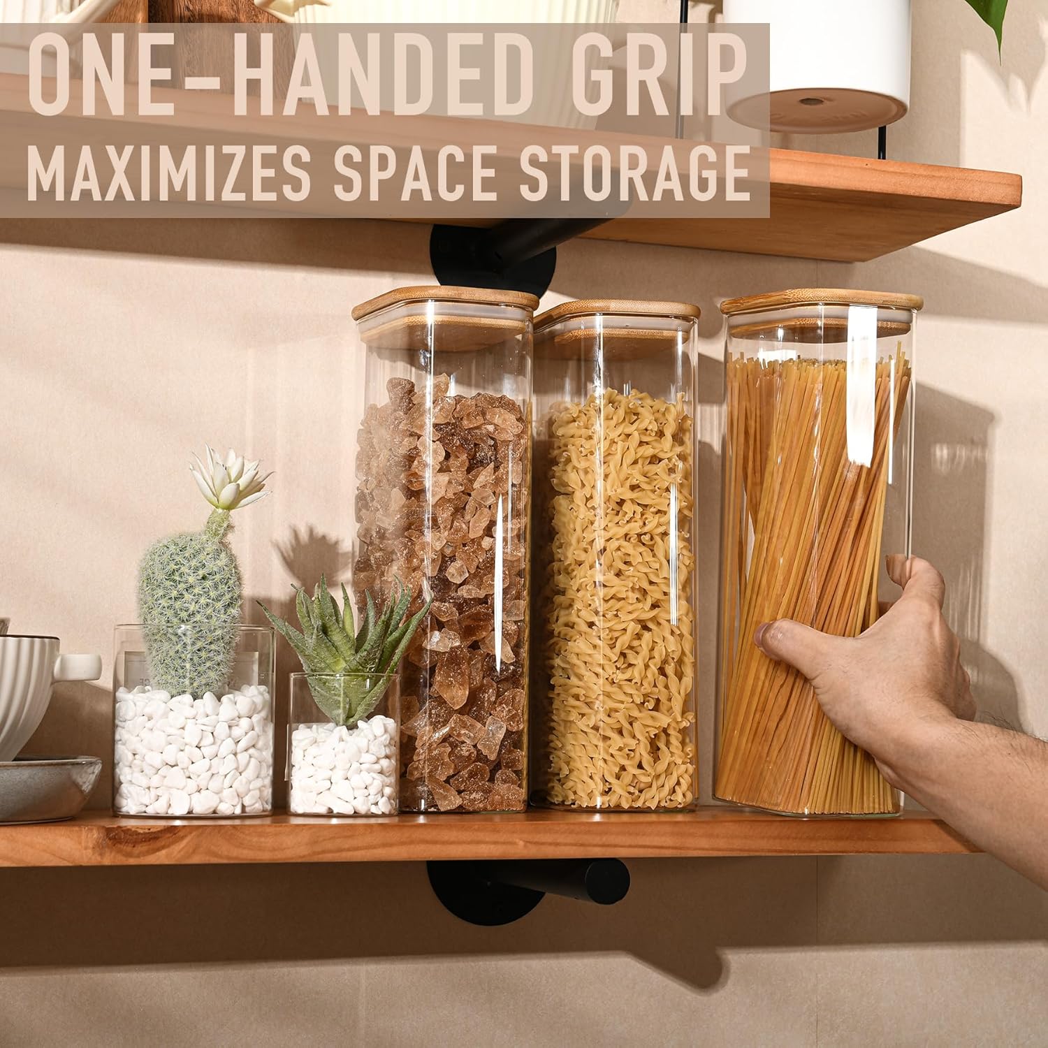 71oz Rectangle Airtight Glass Storage Containers with Bamboo Lids (Set of 4), Square Food Storage