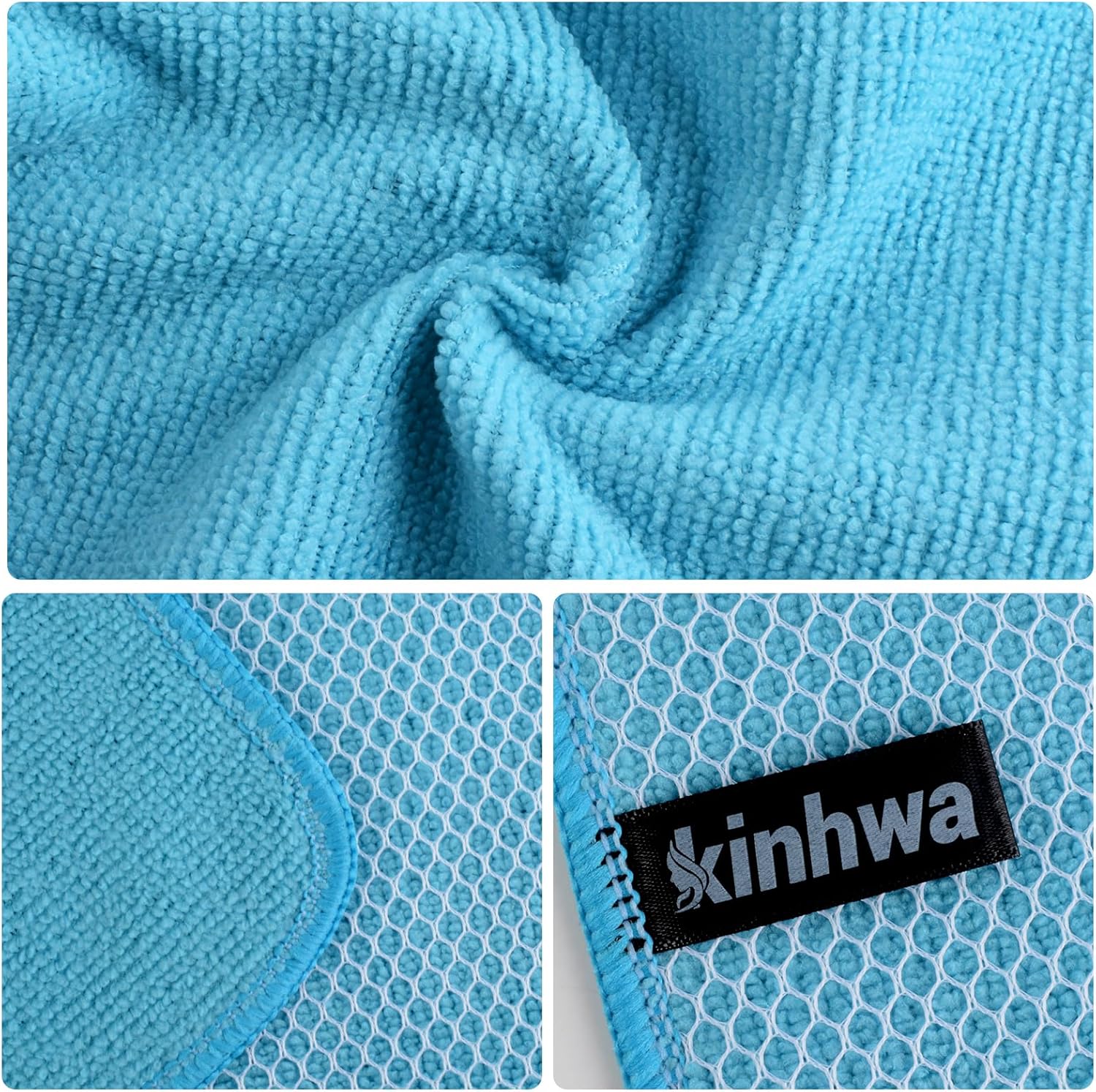 KinHwa Kitchen Washcloths for Dishes Absorbent Microfiber Dish Cloths Quick Dry Dish Rags with Poly