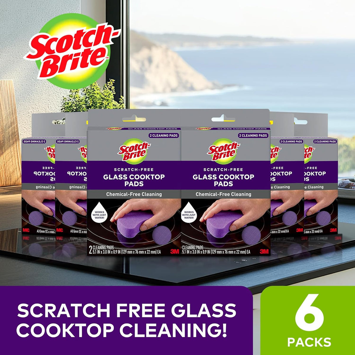Scotch-Brite Glass Cooktop Pads, Scratch-Free & Non-Abrasive Scrubbers for Glass or Ceramic