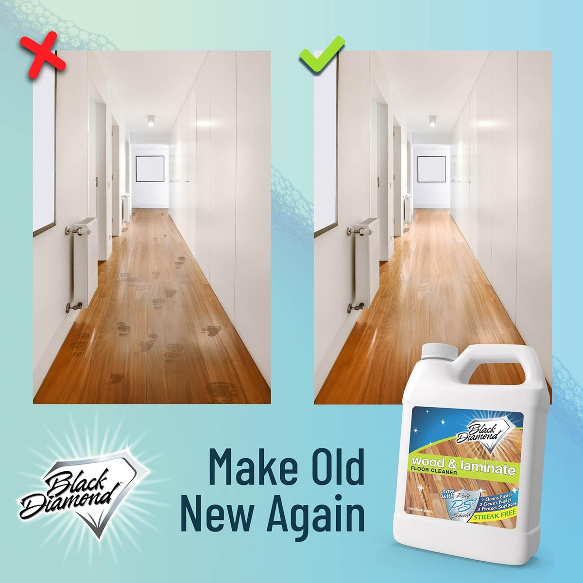 Black Diamond Stoneworks Wood & Laminate Floor Cleaner- Ready to Use Non-Toxic No-Rinse Formula
