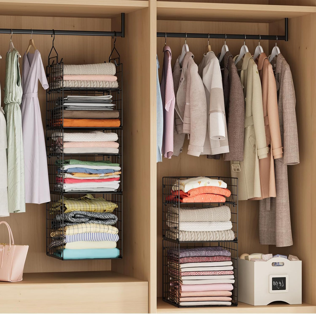 X-cosrack Hanging Closet Organizer and Storage - 5-Tier Closet Storage Organizer Baskets for
