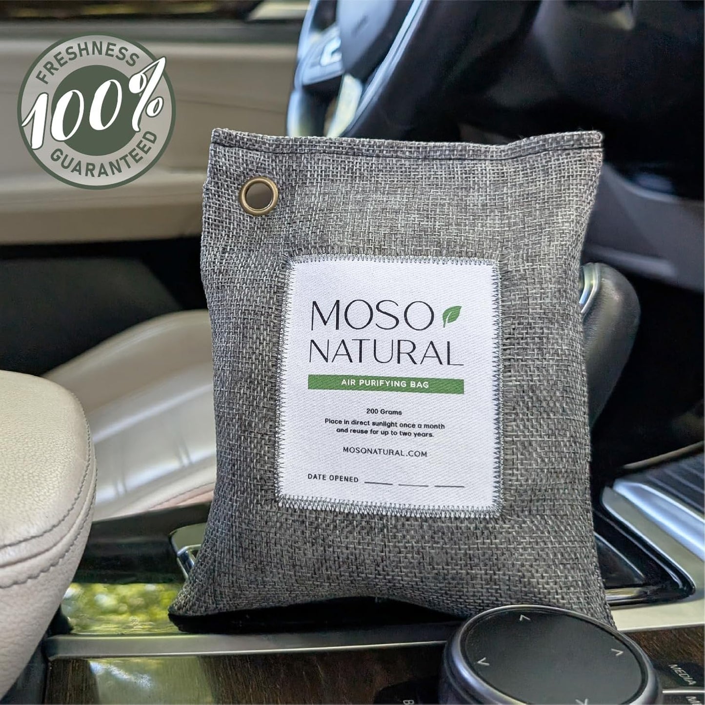 Moso Natural Air Purifying Bag 200g (2 Pack) Bamboo Charcoal Odor Absorber for Home & Car | Closet