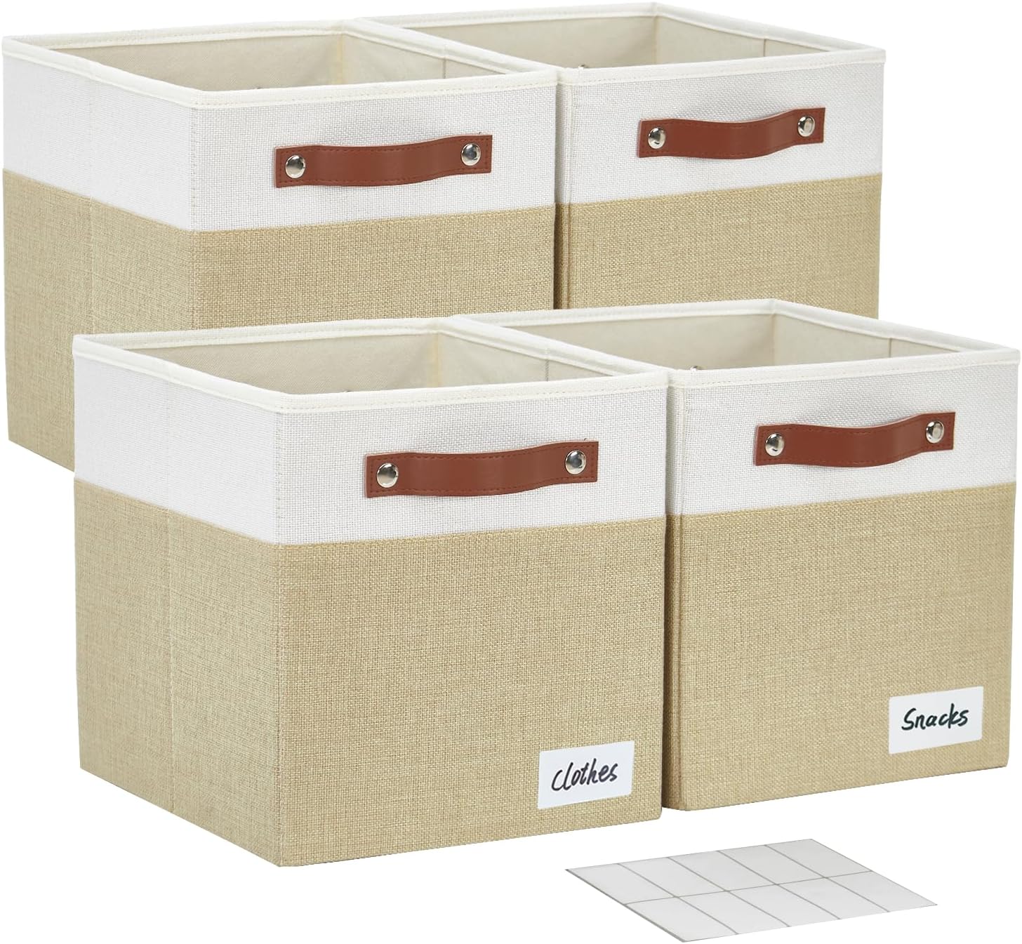Collapsible Fabric Storage Cube Bins with 2 Reinforced PU Handles, Foldable Storage Organizer