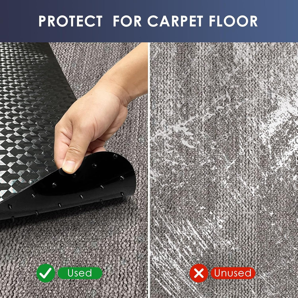 Vicwe Office Chair Mat for Carpet, 48" x 40"Anti-Slip Waterproof Floor Protector Desk Chair Mat for