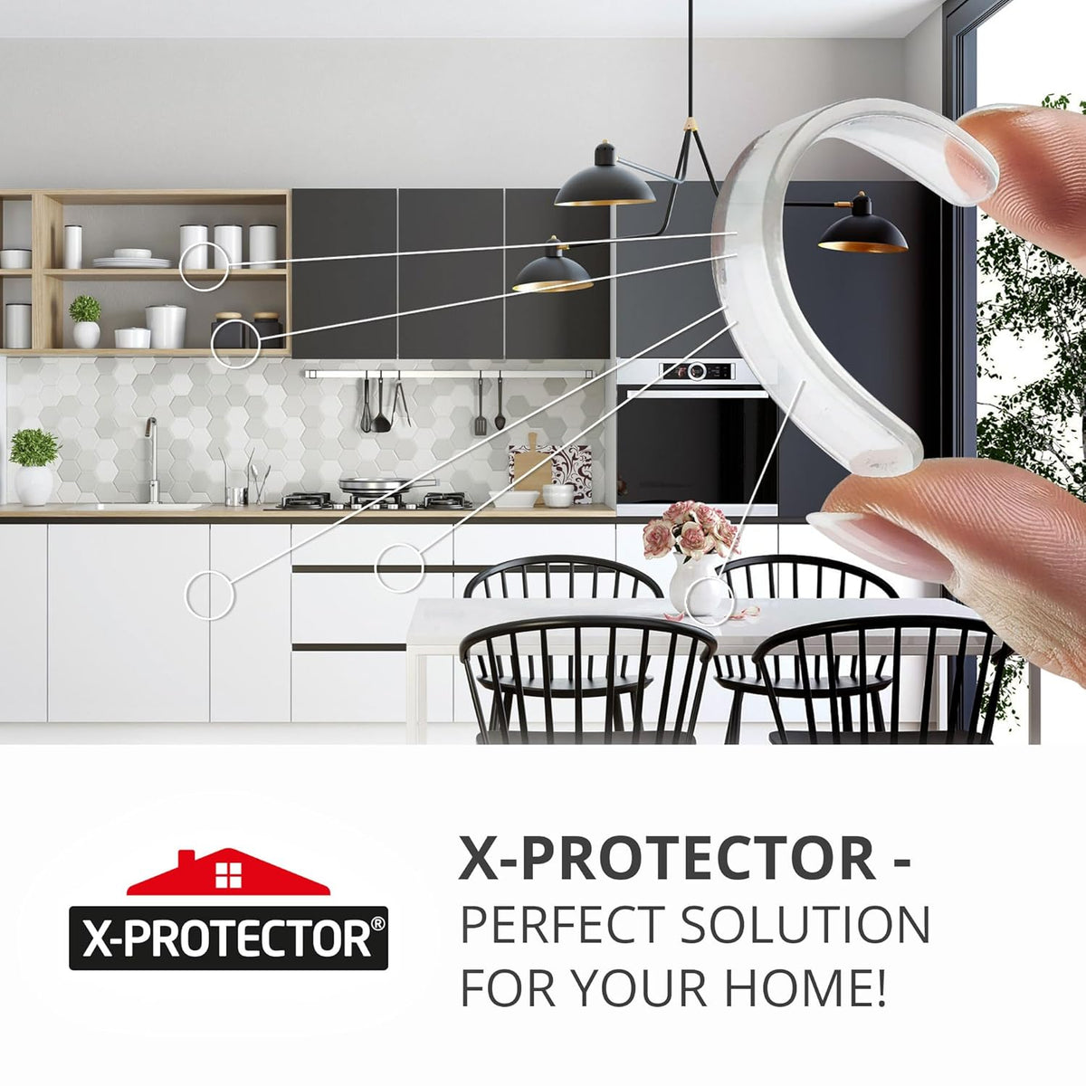 X-Protector Cabinet Door Bumper Strips - 40 PCS - Clear Door Silencer - Premium Cabinet Door
