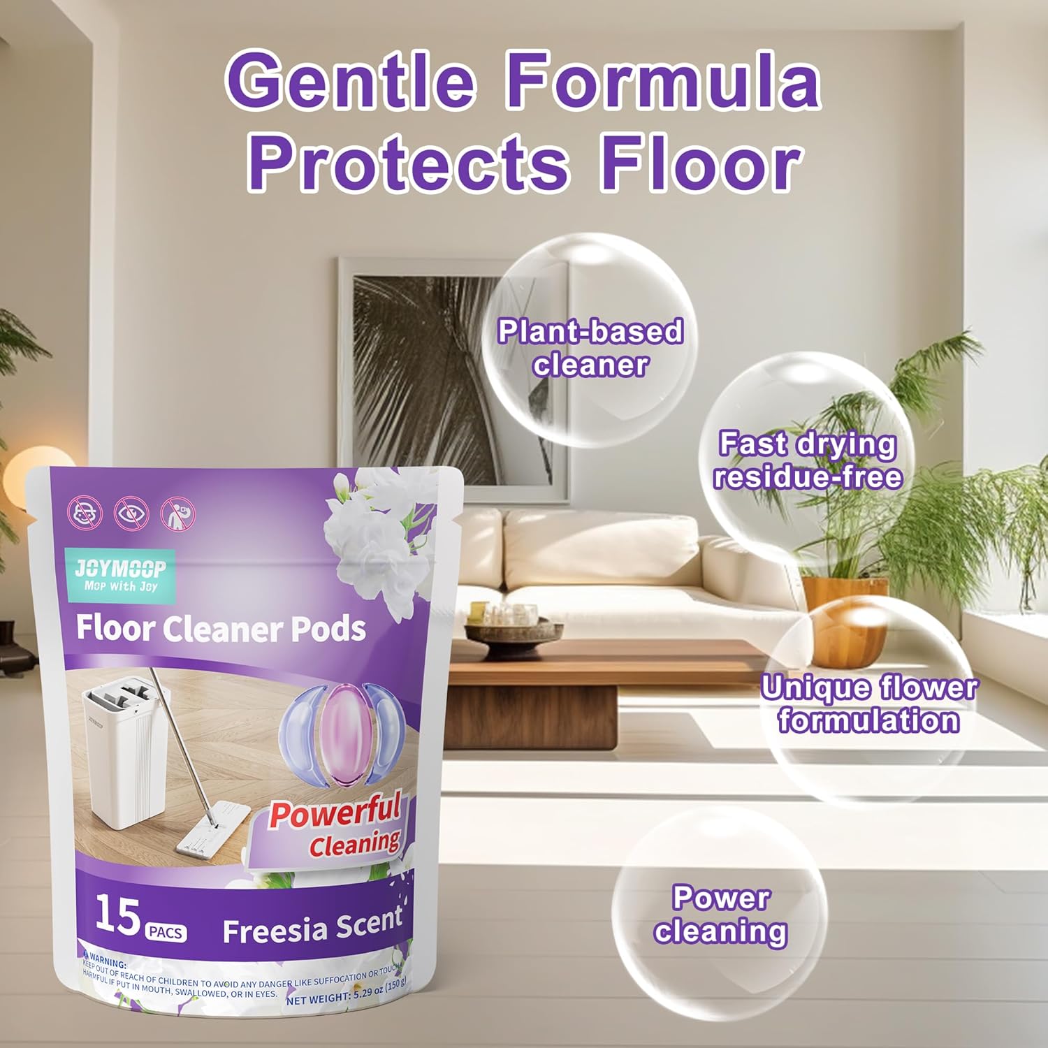 JOYMOOP Floor Cleaner for Mopping, 45 PCS Mopping Solution, Hardwood Floor Cleaner, Works Perfectly