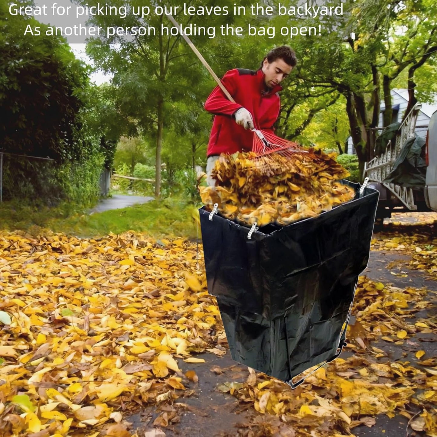 Trash Bag Holder Stand 45 Gallon Outdoor Leaf Bag Stand with 25 Pcs 40 Gallon Trash Bags Metal