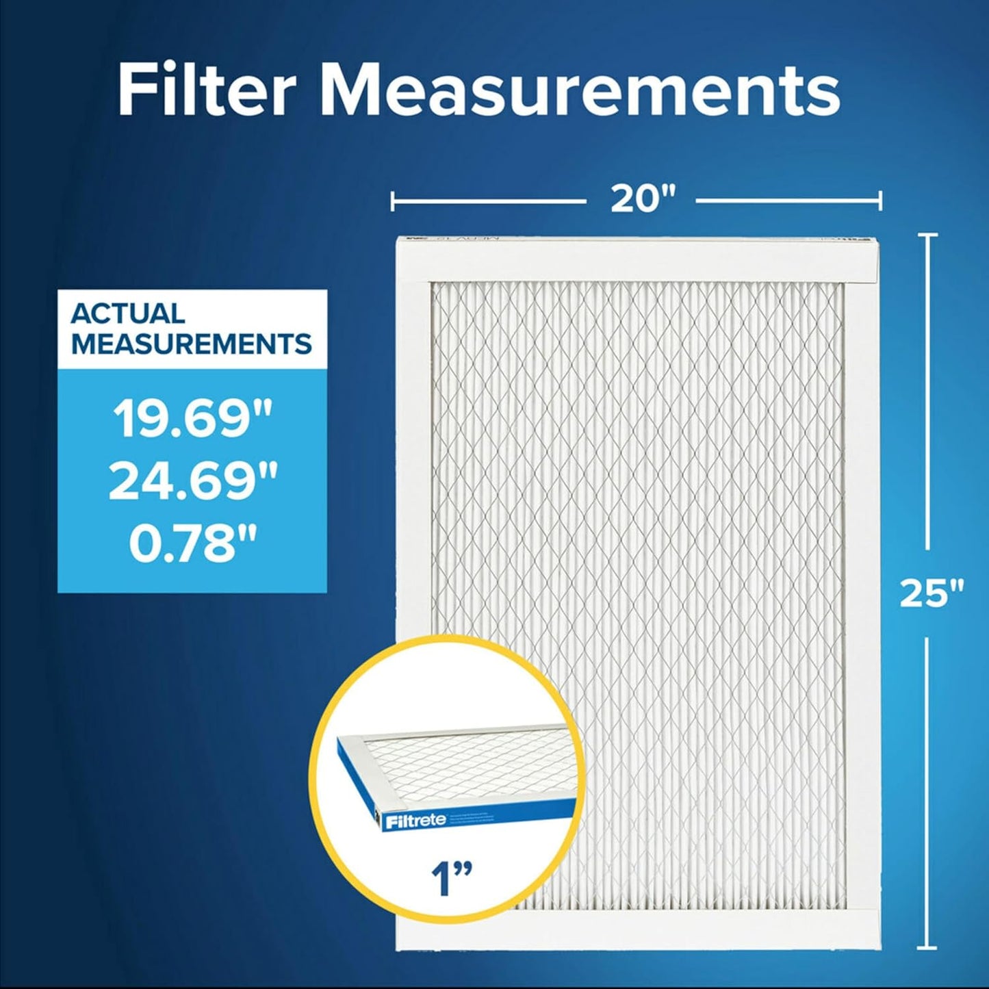 Filtrete 20x25x1 AC Furnace Air Filter, MERV 13, MPR 1900, Premium Allergen, Bacteria & Virus