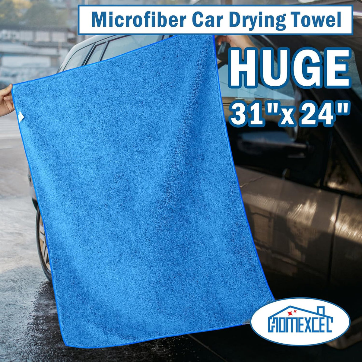 HOMEXCEL Professional Large Microfiber Car Drying Towels 2 Pack, Lint Free, Scratch Free, Highly