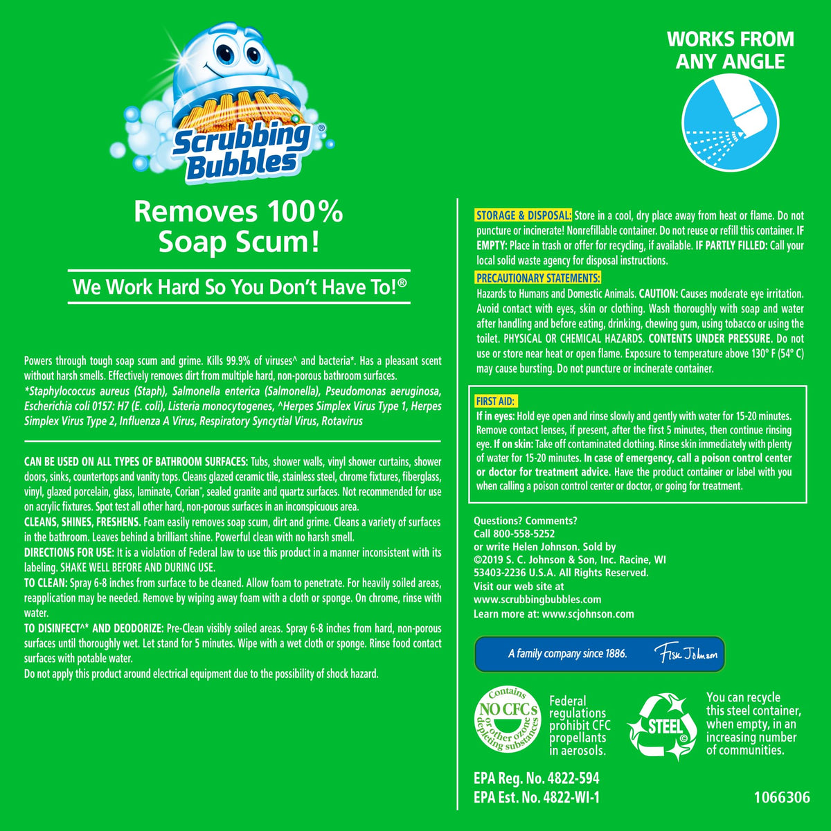 Scrubbing Bubbles Bathroom and Shower Cleaner Disinfectant Aerosol, 20oz – view 8