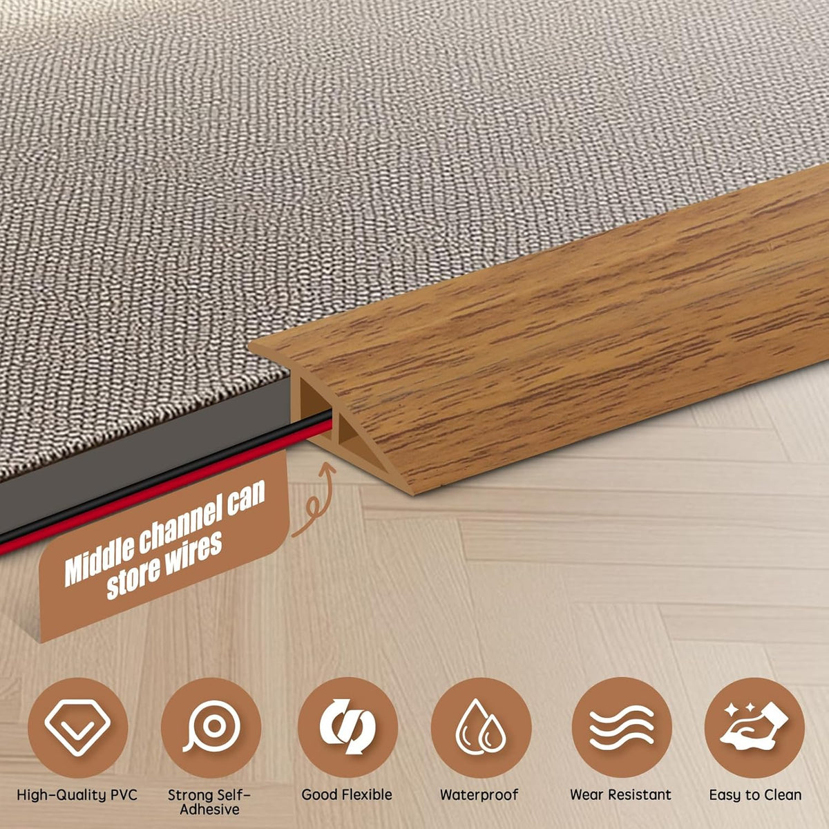 Floor Transition Strip Door Threshold 39" Floor Transition Reducer Trim on The Edges Threshold