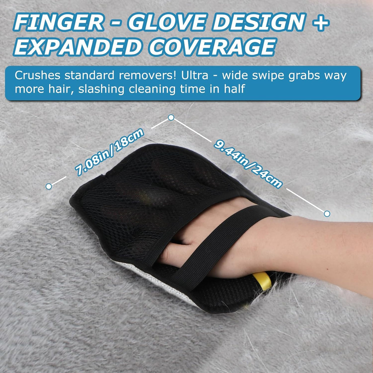 1-Pack Pet Hair Removal Glove for Dogs and Cats, Electrostatic Reusable Grooming Glove for
